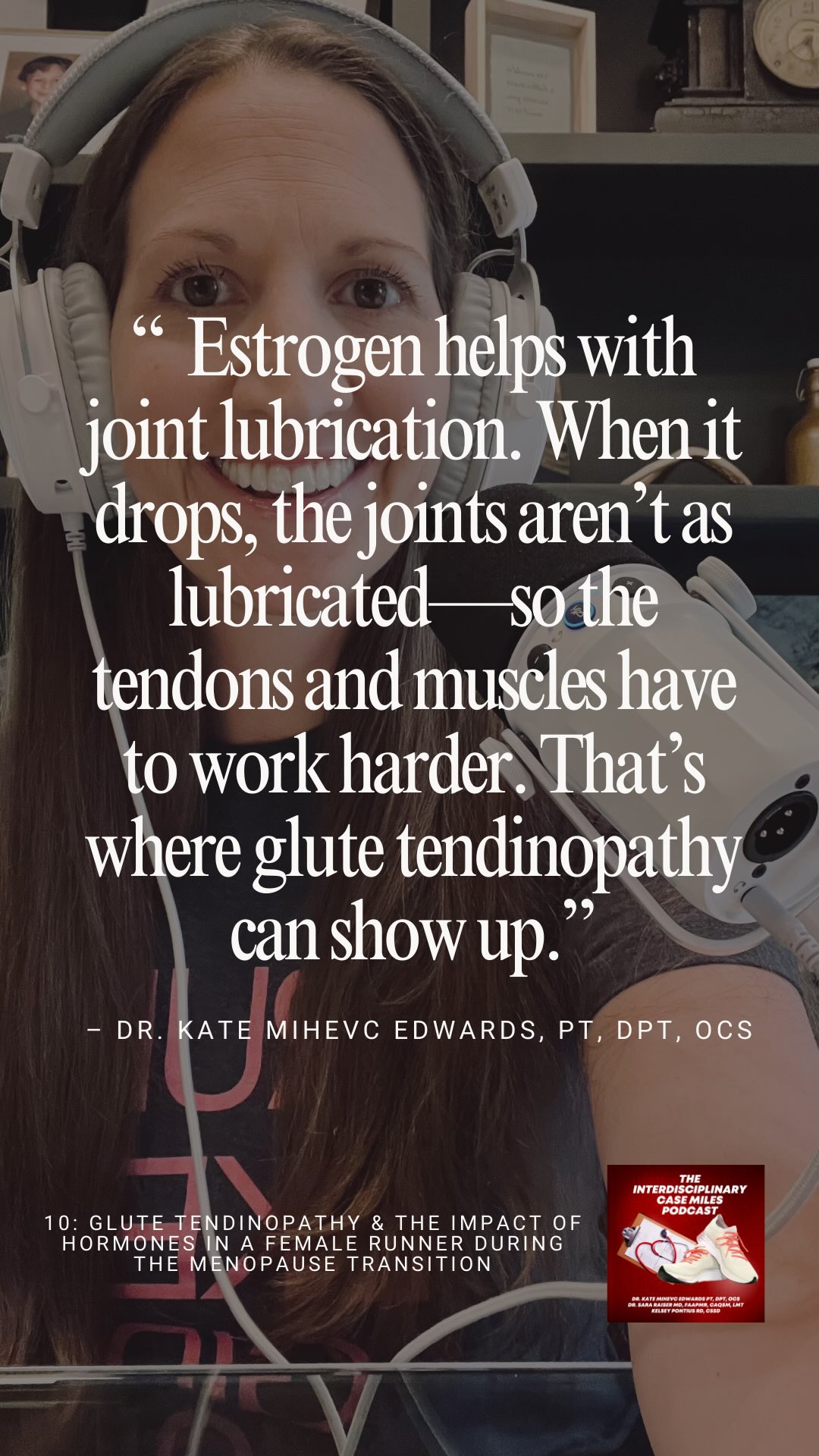 Hormones & Hip Pain in Female Runners? Have you listened to episode 10 at the introduce planetary case Miles podcast yet?
In Episode, Dr. Kate Mihevc Edwards PT,DPT,OCS breaks down the connection between menopause, estrogen, and gluteal tendinopathy—a condition disproportionately affecting women during the menopause transition.
👉 “What we’re finding is women in this menopause transition are highly likely—or more likely than men—to have a gluteal tendinopathy…”
💡 Learn how declining estrogen affects joint lubrication and tendon load, and why lateral hip pain without groin symptoms may be more than “just tight hips.”
🎧 Catch this important discussion on how hormonal changes impact tendon and joint health—and what healthcare providers must consider when treating midlife female runners.
🎧 Watch, listen, and share with runners and providers who need to hear this message.
🔗 Link in bio or search Interdisciplinary Case Miles wherever you get your podcasts.
#glutetendinopathy #menopausehealth #womeninrunning #femaleathlete #runningpt sportsPT hormonesandrunning runnersofinstagram runningmedicine tendonpain hippain perimenopause menopausalathlete physicaltherapy pelvicstability precisionperformancept fastbananas interdisciplinarycasemiles