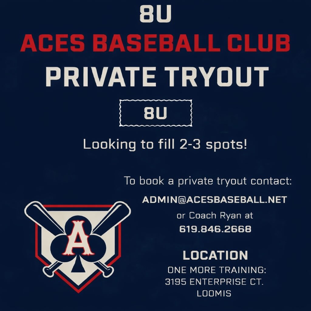 We’re looking to add 2-3 players to our 8U team. This is a competitive development-first program with 4–5 spring tournaments (one a month) , weekly hitting and pitching training at One More Training’s 10,000 sq-ft facility in Loomis, one weekly field practice and Sunday friendlies sprinkled in to get extra reps and confidence on the field.