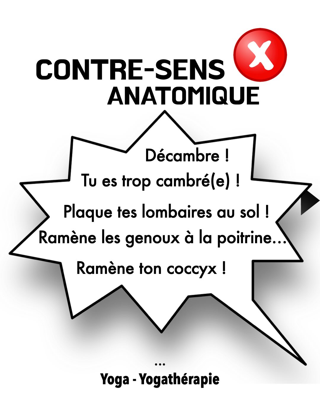 CONTRE-SENS ANATOMIQUE ! 🛑 (Détails en images).
‘Décambrer !’, ‘Ramène ton coccyx !’... Ces ordres que l’on entend partout partent d’une bonne intention, mais ils créent des corps rigides et épuisés.
Pourquoi ? Parce que votre colonne est une architecture vivante faite de courbes. Chercher à les effacer, c’est fragiliser vos fondations et bloquer votre diaphragme.
En Yogathérapie Posturale, nous vous réapprenons l’Aplomb : 1️⃣ Retrouver l’antéversion naturelle, le socle de la colonne. 2️⃣ Éviter le piège de l’hyper-antéversion « lâchée » ou forcée. 3️⃣ Habiter sa structure pour que le redressement soit sans effort.
Quelle consigne de la Slide 1 vous a-t-on le plus répétée ? On vous explique pourquoi c’est un piège en commentaire ! 👇
#Yogatherapie #Posturo #Aplomb #AnatomieYoga #MalDeDos