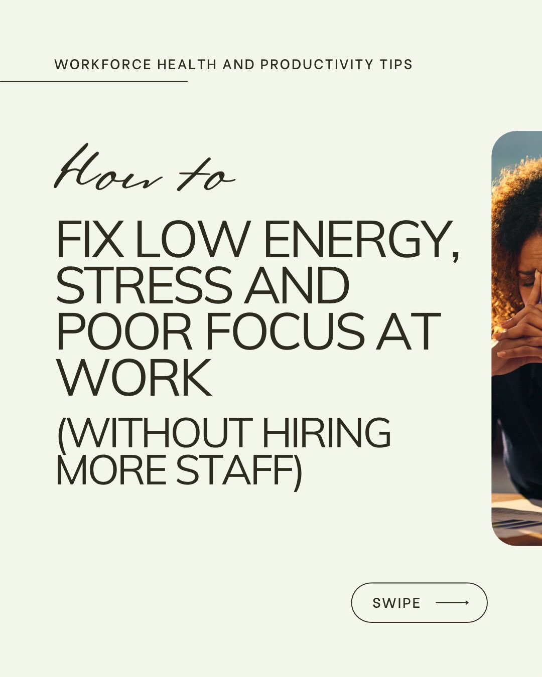 Most organisations think their productivity problems are caused by workload, skills gaps, or motivation.
In reality, the biggest performance drain is often low energy, stress and burnout — people turning up, but not operating at their best.
When I work with organisations, we focus on small, science-backed changes that staff can actually use during the working day — not wellbeing posters or one-off talks.
The result?
Better focus.
Higher energy.
Less burnout.
Stronger performance.
If you want to understand how exposed your organisation is, take my free Employee Health & Productivity Risk Audit or message me “WELLBEING” and I’ll send it to you.
• #wellbeingatwork
• #HRstrategy
• #productivity
• #stressmanagement
• #wellnessatwork
• employeeexperience
• leadership
• companyculture
• worklifebalance
• employeeengagement