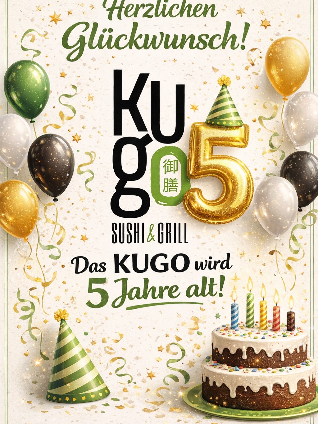 🎉 5 Jahre KUGO – Happy Birthday! 🎉
Was 2021 als mutiger Schritt in unsicheren Zeiten begann, ist heute eine echte Erfolgsgeschichte.
Mit viel Leidenschaft, harter Arbeit und dem festen Glauben an Qualität hat sich KUGO stetig weiterentwickelt.
Aus einer reinen Sushi-Bar wurde ein Sushi & Grill Restaurant, das für Vielfalt, Kreativität und kompromisslose Frische steht.
Heute zählen wir stolz zu einem der Top 10 Sushi Restaurants in Baden-Württemberg.
Fünf Jahre Wachstum.
Fünf Jahre Veränderung.
Fünf Jahre der Anspruch, jeden Tag besser zu werden als gestern.
Danke an unsere Gäste, die uns von Anfang an begleitet haben.
Danke an alle, die Teil dieser Reise sind.
Und danke an alle, die noch kommen werden.
🥂 Happy Birthday KUGO – auf alles, was noch vor uns liegt.
#5JahreKUGO #HappyBirthday #Top10SushiBW #SushiUndGrill #QualitätOhneKompromisse