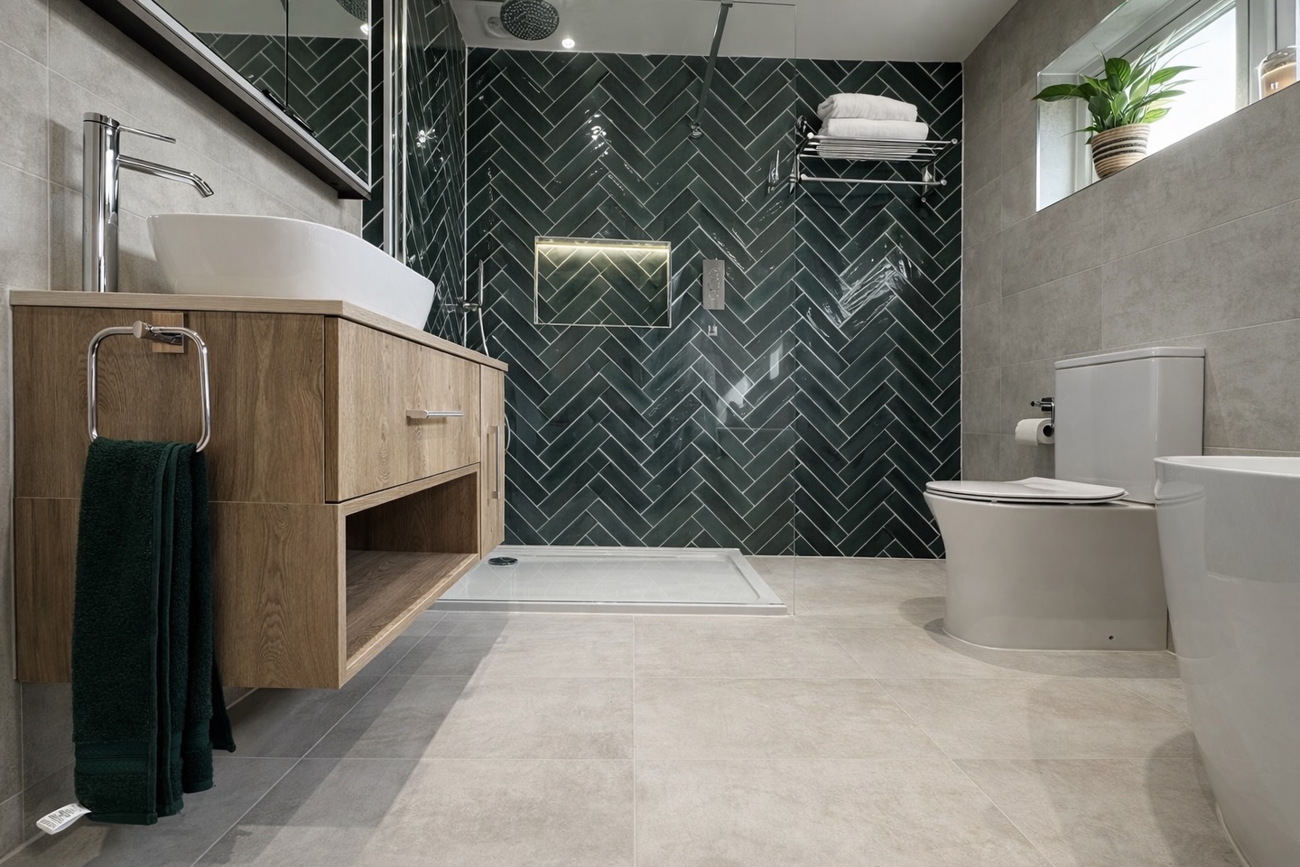A clean, contemporary bathroom designed as part of a wider home renovation.
The layout was kept simple and functional, with material choices focused on durability, balance and everyday use. The herringbone feature tiling adds depth and texture without overpowering the space, while the floating vanity helps keep the room feeling open and well proportioned.
Lighting, finishes and detailing were carefully considered to create a calm, practical space that will age well over time.
If you’re planning a renovation, extension or loft conversion, we’re always happy to talk through ideas and next steps.
📍 Essex
📞 07734 256314
🌐 www.ecobuilders.green
#EcoBuilders #HomeRenovation #BathroomDesign #InteriorDetails #EssexBuilders ModernHomes