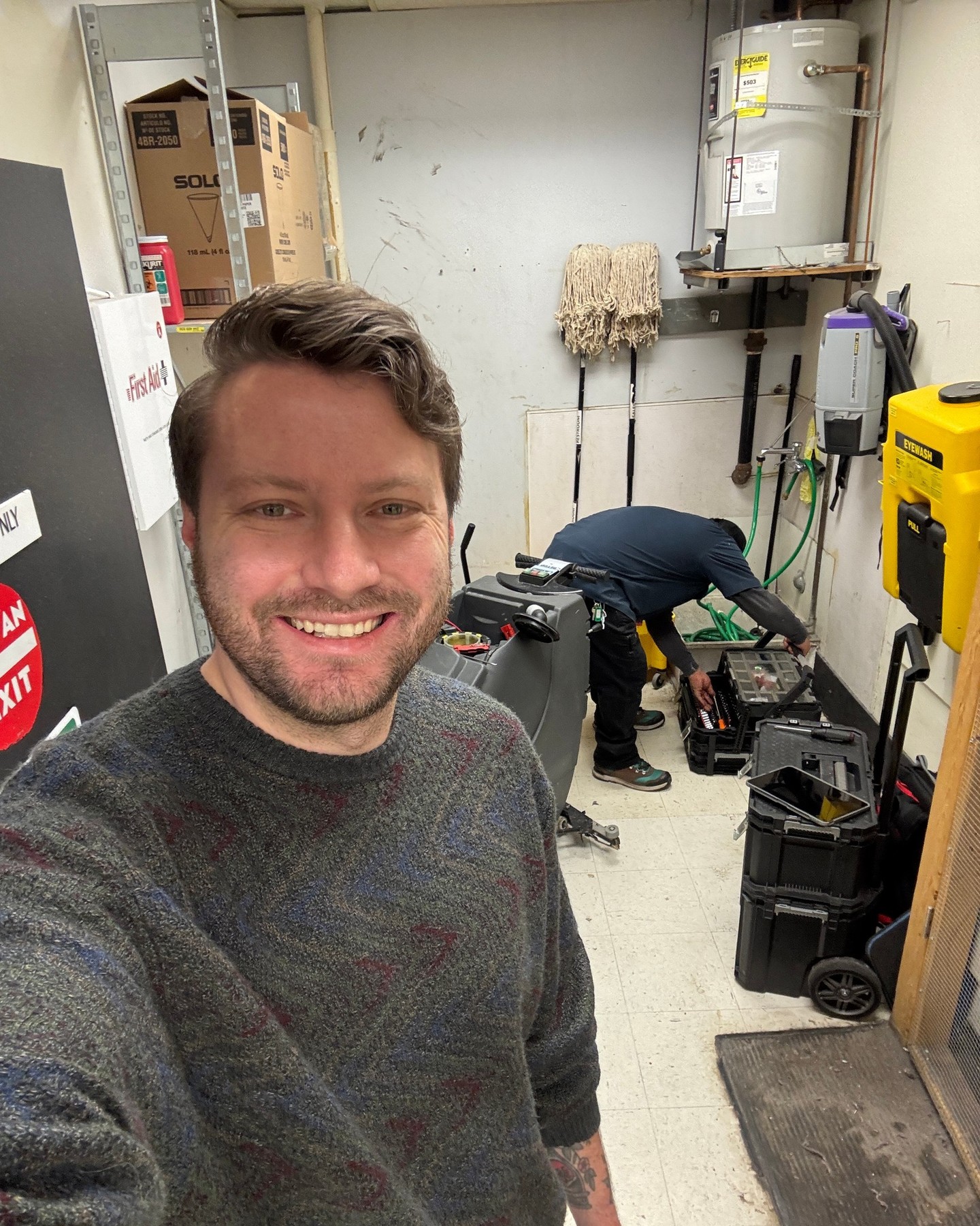 Today our Technician, Serafin, and our digital marketer, Caelum, are out in the field fixing cleaning machines and gathering media! #cleaningmachines #repairs #ajs #socialmediamanager