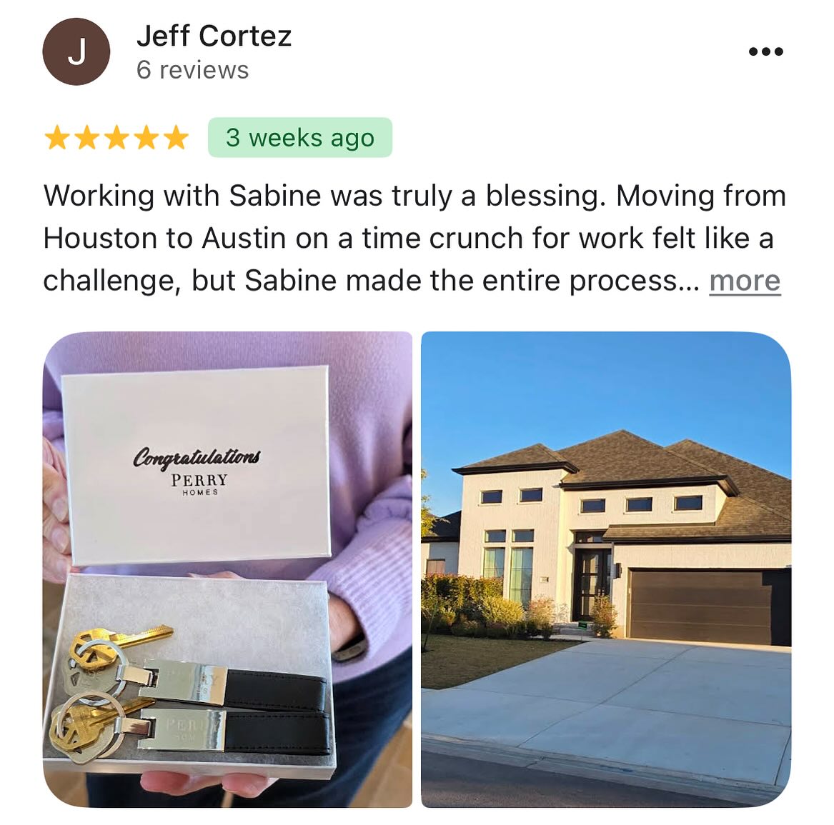 What better motivation to get back to work after the holidays than a great client review? I loved working with these clients. And I’m so happy we found a home they love.
If you are looking for real estate help in 2026, don’t hesitate to reach out.
Happy 2026!
#ClientAppreciation #appreciation #motivation #happybuyers #happybuyershappyagent #buyersagent #happynewyear #RealtorLife #GratefulHeart #AustinRealtor #CentralTexasRealtor #YourRealtorForLife #germanrealtorinaustin #bhhstxrealty #berkshirehathaway#soldbysabine