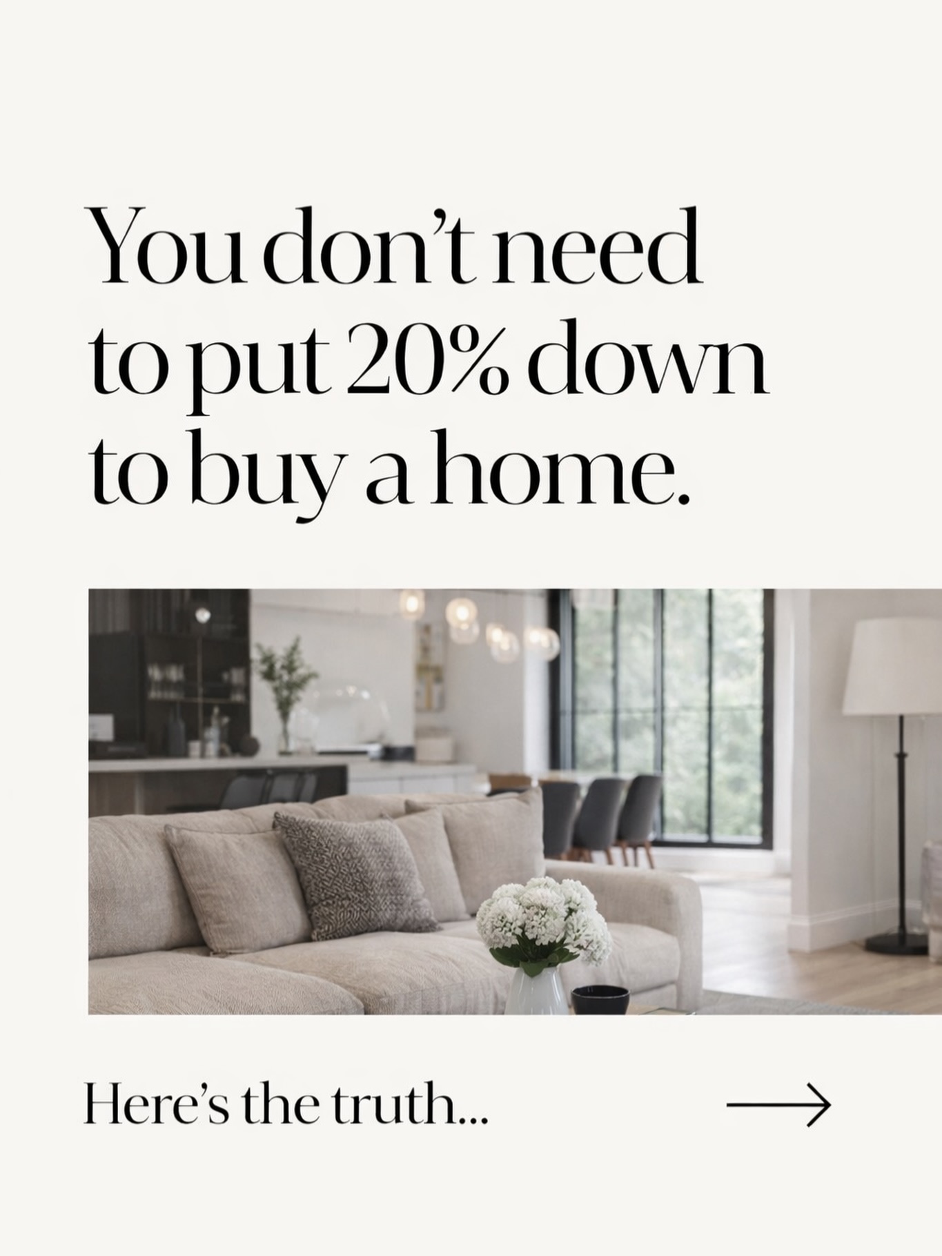 You don’t need 20% down to buy a home.
And this myth stops so many great buyers from even starting.
Here’s the truth 👇🏼
In Canada, you can purchase a home with as little as 5% down (depending on price and circumstances). Waiting years to save 20% often means missing out on appreciation, lifestyle changes, or simply getting into the market when you’re ready.
Is 20% great? Sure.
Is it required? No.
What is required is understanding your options, the trade-offs, and what actually makes sense for your life — not outdated advice passed around at dinner parties by Great Uncle Doug’s (sorry to all the Uncle Doug’s out there - just needed to pick a name not in my family 😂)
If buying feels confusing, overwhelming, or “not for you yet,” there’s a good chance it’s just a lack of clear information.
And that’s something I’m always happy to help with 🤍