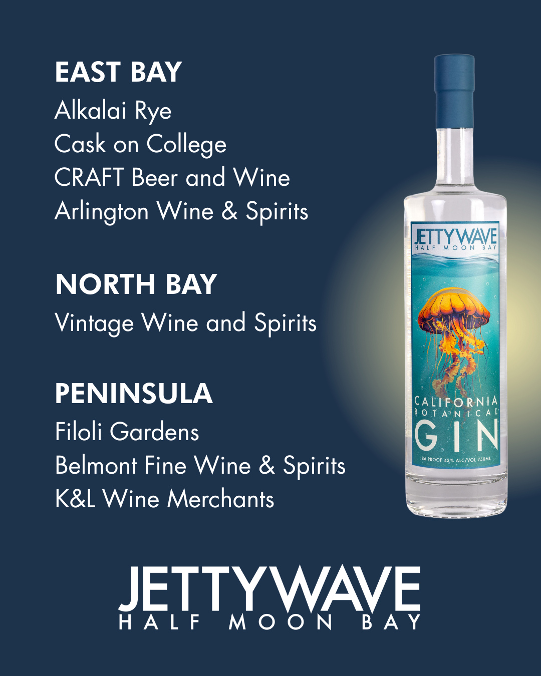 Midweek reminder! 👀
�Jettywave Distillery may be closed today, but you can still find your favorite Jettywave spirits at select independent retailers throughout the Bay Area. 🗺️
Support local. Drink local. Shop local. Cheers!
@sip.alkalirye
@caskstore
@craftalameda
@arlingtonwines
@vintagewinespiritsmv
@filoliestate
@kandlwines
@plumpjackwineandspirits
@biritesf
@bittersandbottles
@caskstore
@spanglersmarket
@cunhascountrystore