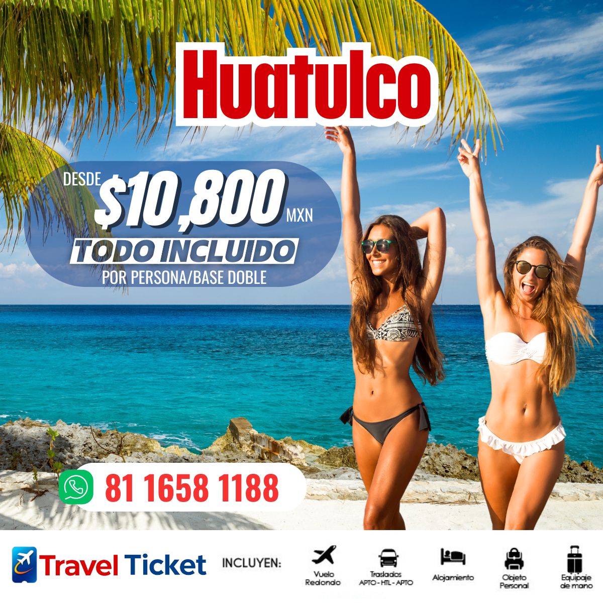 ๐ HUATULCO ๐
Naturaleza, playas y descanso total ๐ดโจ
๐ฐ Desde $10,800 MXN
โจ TODO INCLUIDO
๐ค Precio por persona / base doble
โ๏ธ Vuelo redondo
๐ Traslados
๐จ Hospedaje
๐ Equipaje incluido
๐ฒ Reserva hoy mismo:
๐ 81 1658 1188
#Huatulco #TodoIncluido #Viajes #TravelTicket #Vacaciones
