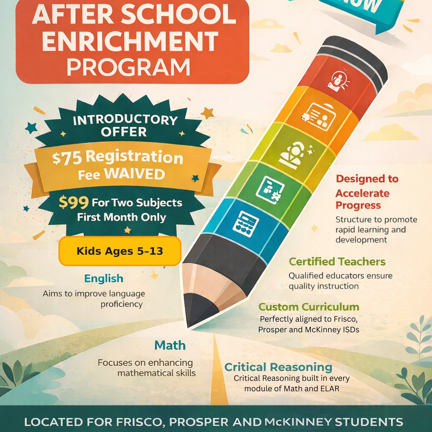 Now Open! 🎉 Lumity Learning Center - An After School Enrichment Program is designed to accelerate progress for kids ages 5–13, with certified teachers, a custom curriculum aligned to Frisco, Prosper, and McKinney ISDs, and focused support in English and Math. Take advantage of our limited-time introductory offer and give your child a strong academic foundation in a nurturing environment.
👉 Interested? Please fill out interest form to get started:
https://forms.gle/yrkJwVcZpGDXh7Pu8
#lumitylearning #lumitylearningcenter #math #english #afterschool #learning #education #learningcenter #frisco #friscotexas #mathtutoring #mathtutor #englightutor #englishtutoring #kids #prosper #prospertx #mckinney