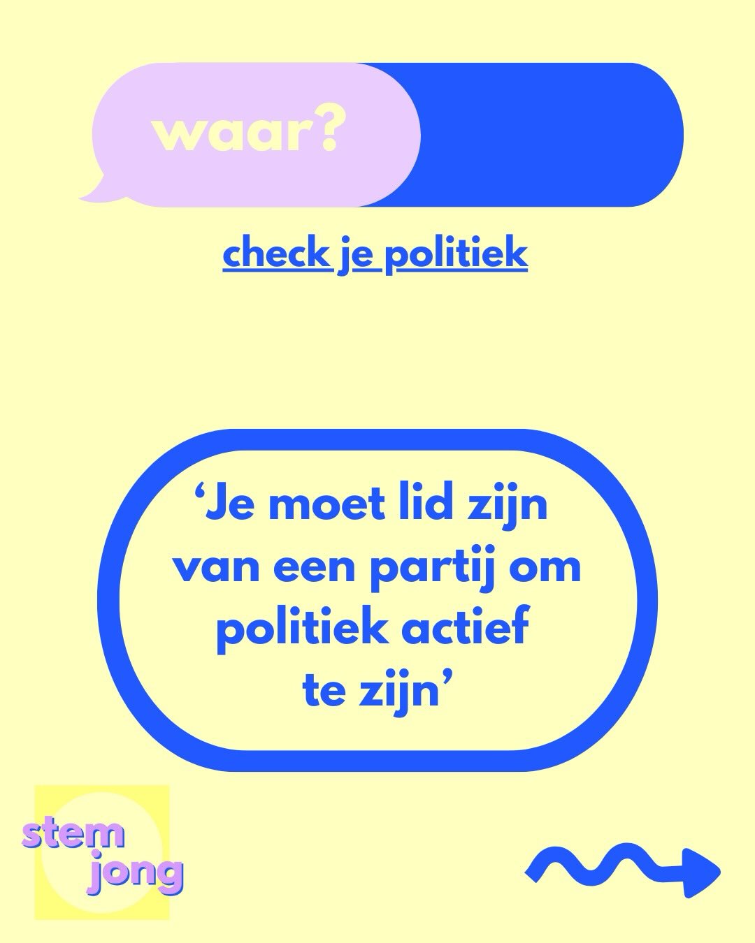 Waar of niet? Check je politiek. π
Van de gemeenteraad tot Europa en alles ertussenin, politiek gebeurt overal.
In check je politiek delen we elke week een stelling waarmee we je scherp houden op alles politiek. βοΈ
π Blijf ons volgen en check elke week je politiek met ons.
#stemjong #voteyoung #volgdepolitiek #politiekvooriedereen #jouwstemtelt allesispolitiek