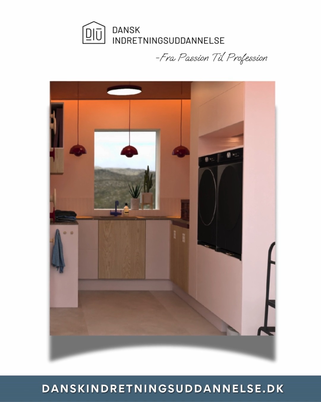 Bryggerset – når funktion bliver til design
Et bryggers stiller større krav, end man lige tror, og bryggerset er det mest undervurderede designrum i boligen.
Flow, opbevaring, slidstyrke, vasketøj og belysning skal fungere i praksis – ikke kun på tegningen.
Her ser vi et uddrag af Jannis (indretningsarkitekt) fine bryggersdesign, hvor funktion og æstetik går hånd i hånd, og hvor rummet er tænkt som en naturlig del af boligens samlede udtryk.
Det er netop i de funktionelle rum, at indretningsfaglighed virkelig kommer til sin ret.
Ved DIU arbejder vores indretningsarkitektstuderende med rum, der skal bruges i hverdagen – og design, der kan forklares, begrundes og sælges.