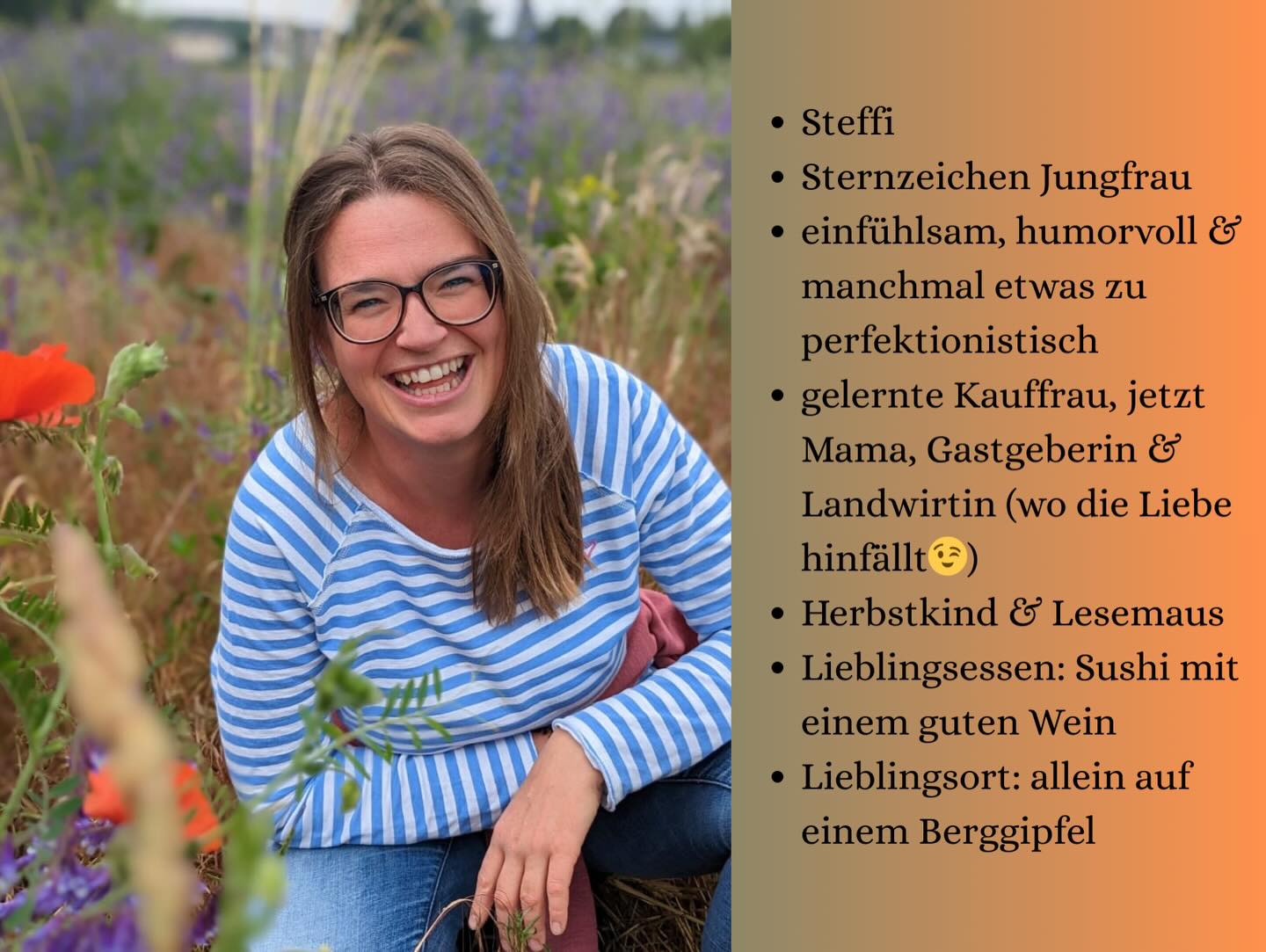 Über mich… Heute möchte ich mich als eure Gastgeberin mal vorstellen! Deswegen hier ein kleiner Steckbrief von mir…
Übrigens: eines meiner Lieblingslieder ist dieses von Coldplay 😉
#steckbrief #gastgeber #übermich #urlaubaufdembauernhof #weissnhof