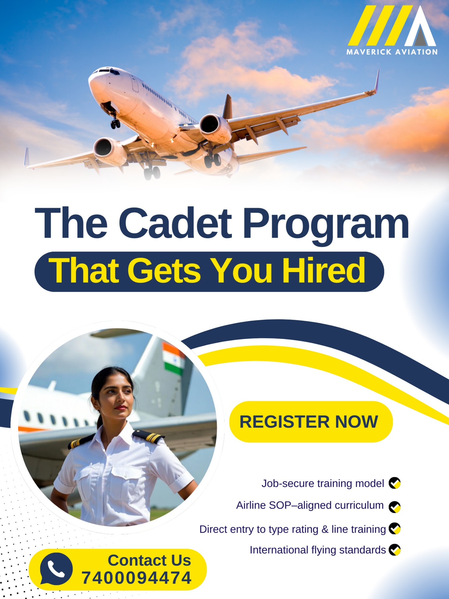 Train like a cadet. Get hired like a professional. ✈️
This isn’t just training — it’s your entry ticket to the cockpit.
#BeaMaverick #MaverickAviation
#cadetpilot #cadettraining #aviationinstitutemumbai
(Cadet training, Mumbai, pilot, airline, hiring, cadet skills, pilots of ig, real life pilots, cockpit)