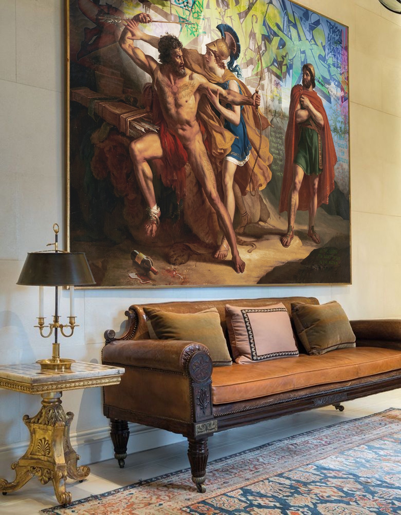 VINCIT QUI SE VINCIT by Marco Battaglini
He conquers who conquers himself.
A timeless battle unfolds between instinct and reason, chaos and discipline, past and present.
Classical heroism collides with contemporary signs, where graffiti becomes prophecy and mythology speaks the language of today.
True victory is not domination over others, but mastery of the self - the most difficult war, the most eternal one.
What is the hardest battle you are fighting right now?
inner victory, self-mastery, contemporary mythology, neo-classicism, power and control, modern allegory, heroic struggle, philosophical art, timeless conflict
#VincitQuiSeVincit #InnerVictory #contemporarymyth