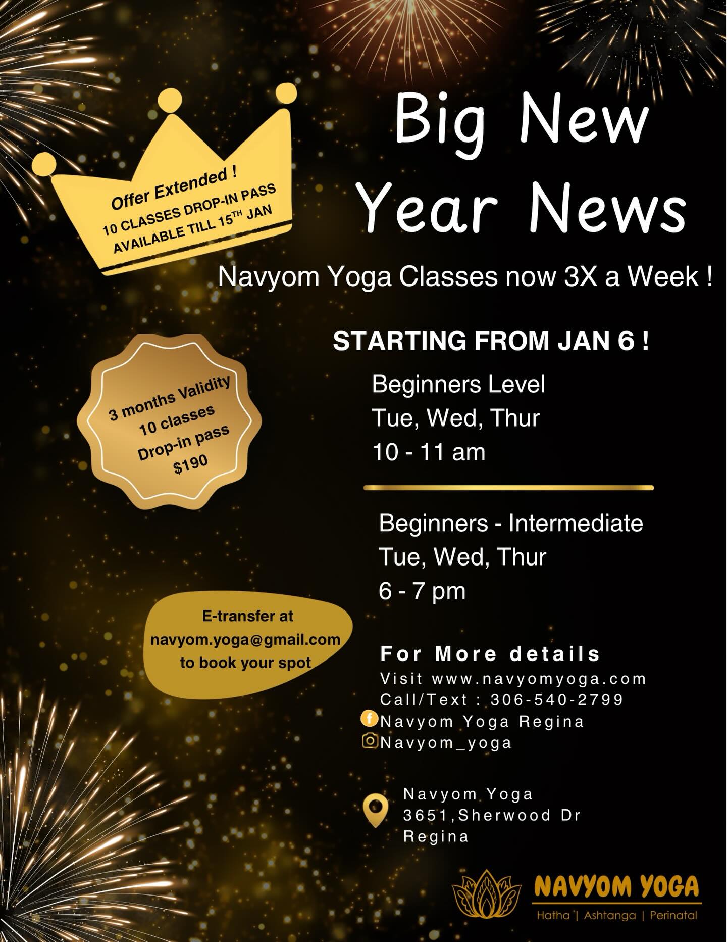 Offer Extended !💥
Due to overwhelming demand, we are extending our 10 Classes drop-in Pass offer till January 15.
👉Limited time extension - don’t miss out !
#yogacommunity #yogastudio #yogapractice #consistency #wellnessjourney