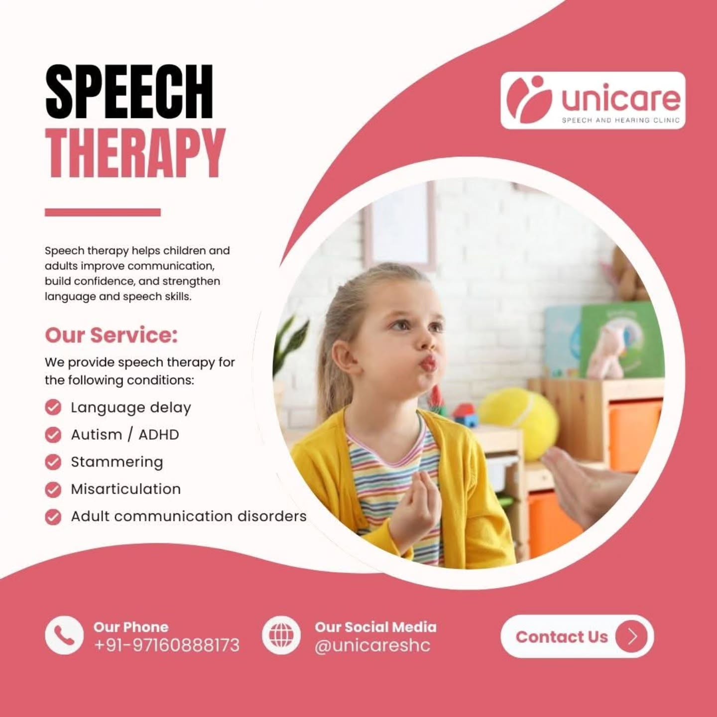https://wix.to/qDqh8Sj
🌟 Unlock the Power of Communication with Unicare Speech & Hearing Clinic! 🌟
At Unicare, we believe that every voice deserves to be heard. Our team of highly qualified Speech and Language Therapists brings compassion, expertise, and dedication to every session.
✨ Why choose Unicare?
👩⚕️ Expert Team: Skilled Speech & Language Therapists with advanced training.
📚 20+ Years of Experience: Trusted care backed by decades of clinical excellence.
👶🧑 For All Ages: Equal proficiency in working with children and adults.
💬 Personalized Therapy: Tailored programs to meet individual communication needs.
Whether it’s helping a child find their first words or supporting an adult in regaining fluent speech, we’re here to guide every step of the journey.
📍 Visit us at Unicare Speech & Hearing Clinic, Vikaspuri, West Delhi and let’s make communication easier, clearer, and more confident together!
👉 Call today to book your consultation and take the first step toward empowered communication.
#SpeechTherapy #UnicareClinic #CommunicationMatters #DelhiCares