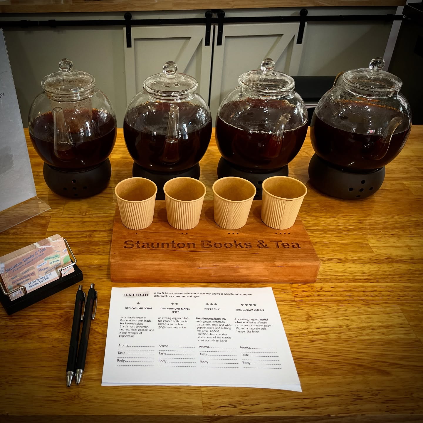 Updated tea flight selection today - try all spiced from our tea list!
#Staunton #StauntonVA #DowntownStaunton ##StauntonLove #VisitStaunton #VisitStauntonVA #HistoricStaunton #VA #Virginia #VirginiaIsForLovers #LoveVA
#Shenandoah #ShenandoahValley #AugustaCounty #WaynesboroVA #HarrisonburgVA #CharlottesvilleVA #LexingtonVA #RoanokeVA
#stauntonbooksandtea