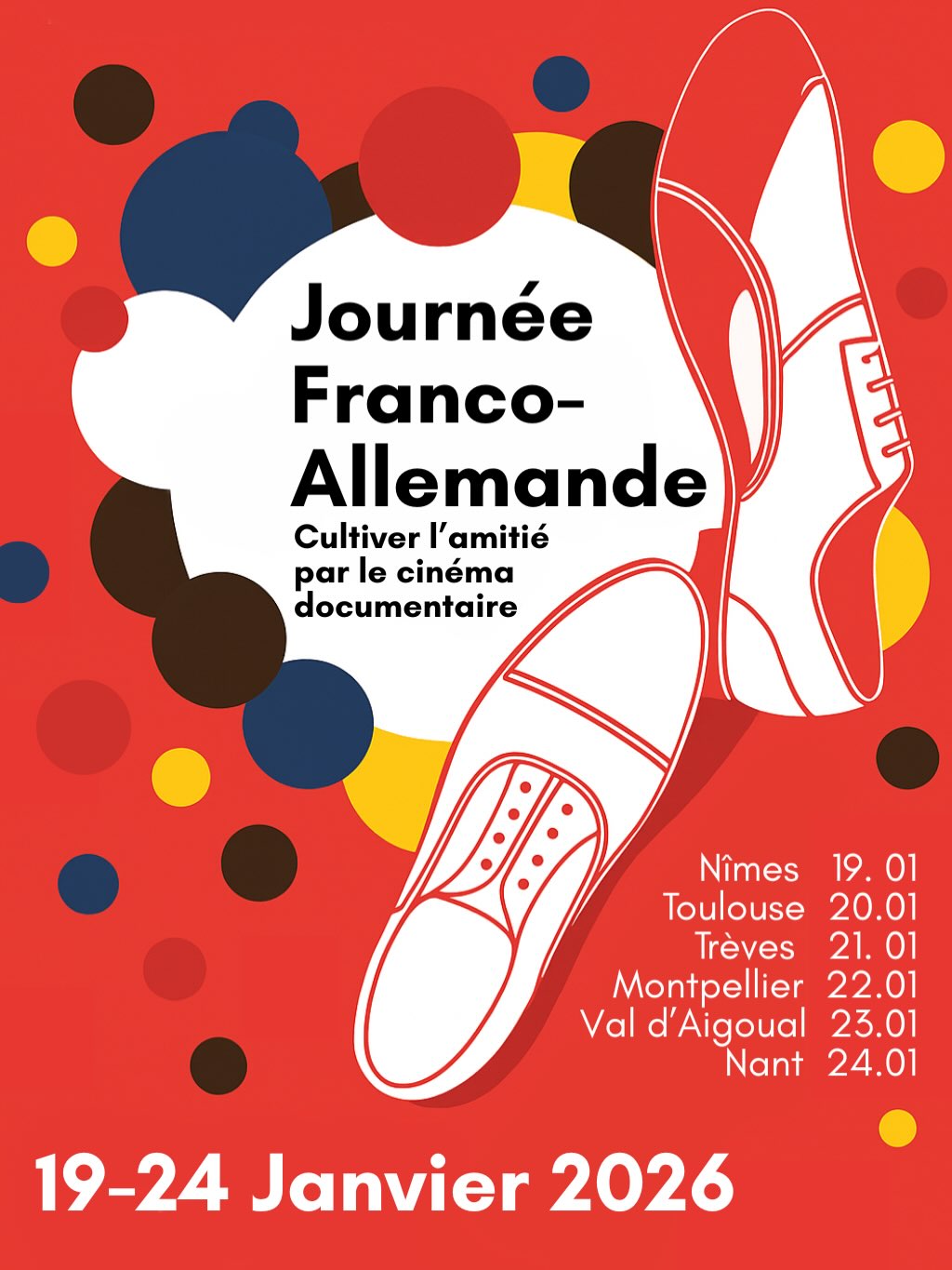 Bonjour,
Nous avons le plaisir de vous inviter à participer à la projection scolaire du film Lichter der Strasse dans le cadre de la Journée franco-allemande 2026, qui se tiendra le lundi 19 janvier 2026 à 14h au Cinéma Sémaphore de Nîmes.
Cet événement a pour vocation de célébrer l’amitié franco-allemande, à l’occasion de l’anniversaire de la signature du Traité de l’Élysée du 22 janvier 1963, conclu entre le chancelier Konrad Adenauer et le président Charles de Gaulle.
L’événement est organisé par DOC Cévennes avec le soutien du Fonds citoyen franco-allemand, et en partenariat avec la Maison de l’Europe de Nîmes.
A l’issue de la séance scolaire une intervention et échange avec la salle sont prévus avec notamment :
· Anna Friedrich, réalisatrice du film Lichter der Strasse ;
· Michael Stange, Directeur de la Maison de l’Europe de Nîmes.
Nous serions très heureux de pouvoir compter sur votre présence à cette occasion.
Le film, en avant-première française :
Lichter der Strasse réalisé par Anna Friedrich (1h26 I Allemagne I 2024)
Que signifie mener une vie nomade en Allemagne aujourd’hui ? Comment est-on perçu lorsque le fait de rester en mouvement compte davantage que la possession ou le statut social ? Quels préjugés rencontrent les personnes qui travaillent en dehors du schéma des 40 heures hebdomadaires en CDI et qui souhaitent mener une vie épanouie ? Pour obtenir des réponses à ces questions, Anna Friedrich parcourt un bout de chemin avec quatre femmes qui préfèrent le voyage à la vie sédentaire.
Informations utiles :
Au Cinéma Sémaphore
Adresse : 25 Rue Prte de France, 30900 Nîmes
Ci-jointes : l’affiche de la Journée Franco-allemande & du film Lichter der Strasse
Le teaser du film : https://www.youtube.com/watch?v=55sKh_Z-W2s
#jfa2026 #journéefrancoallemande2026
#joumnéefrancoallemande #cinémadocumentaire #annafriedrich
@buergerfondscitoyen @cinedudoc @noma.dock @mdenimes
@semaphorenimes @viledemontpellier @maisondeleuropemontpellier
@maison_de_heidelberg
@le_gard