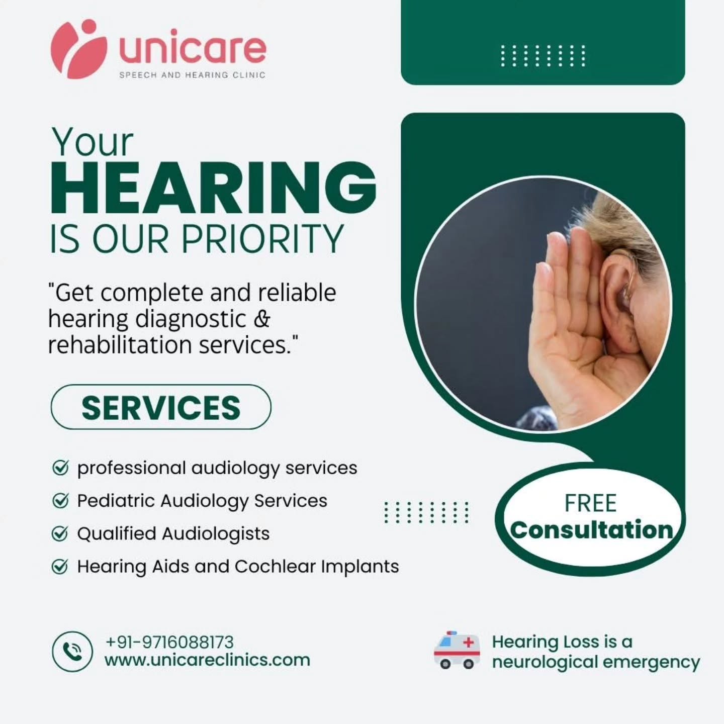 https://wix.to/Twl1sK7
🌟 Rediscover the Joy of Hearing with Unicare Speech & Hearing Clinic 🌟
At Unicare Speech & Hearing Clinic, Vikaspuri, we believe that every sound matters—from a child’s laughter to a loved one’s voice.
👩⚕️ Our team of highly qualified audiologists (minimum BASLP) brings unmatched expertise and compassion to every patient interaction.
🎓 With over 20 years of experience, we’ve successfully managed even the most complicated hearing and speech cases.
💡 Proudly recognized as pioneers of cochlear implants in West Delhi, we continue to lead the way in advanced hearing solutions.
Whether it’s pediatric assessments, geriatric care, or complex implant cases, we’re here to guide you with clarity, care, and confidence.
✨ Because at Unicare, it’s not just about hearing—it’s about living fully.
📍 Visit us in Vikaspuri, West Delhi, and let’s take the next step toward better hearing together.
#UnicareClinic #AudiologyExperts #CochlearImplants #WestDelhi #HearingCare