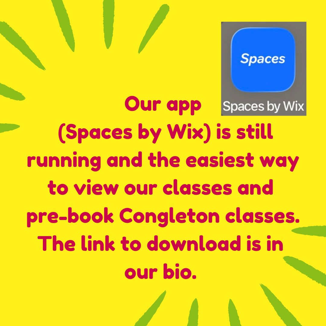 Our Spaces by Wix app is still the easiest way to view our classes and the pre-book if you are attending Ruby’s Fund Boogietime.
Just view our bio and the link to download is on there.
#mybabytime #boogietime #childrensclasses