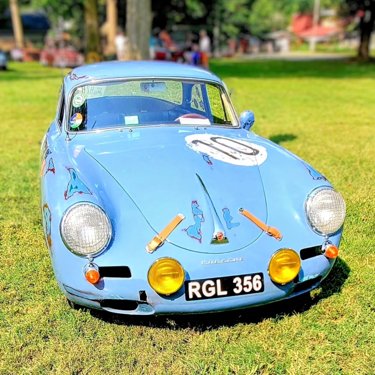 Patina, leather straps, and airâcooled echoes. This little Porsche 356 still looks ready for a Sunday sprint, even just chilling on the grass. #Cartucky #porsche #Keeneland