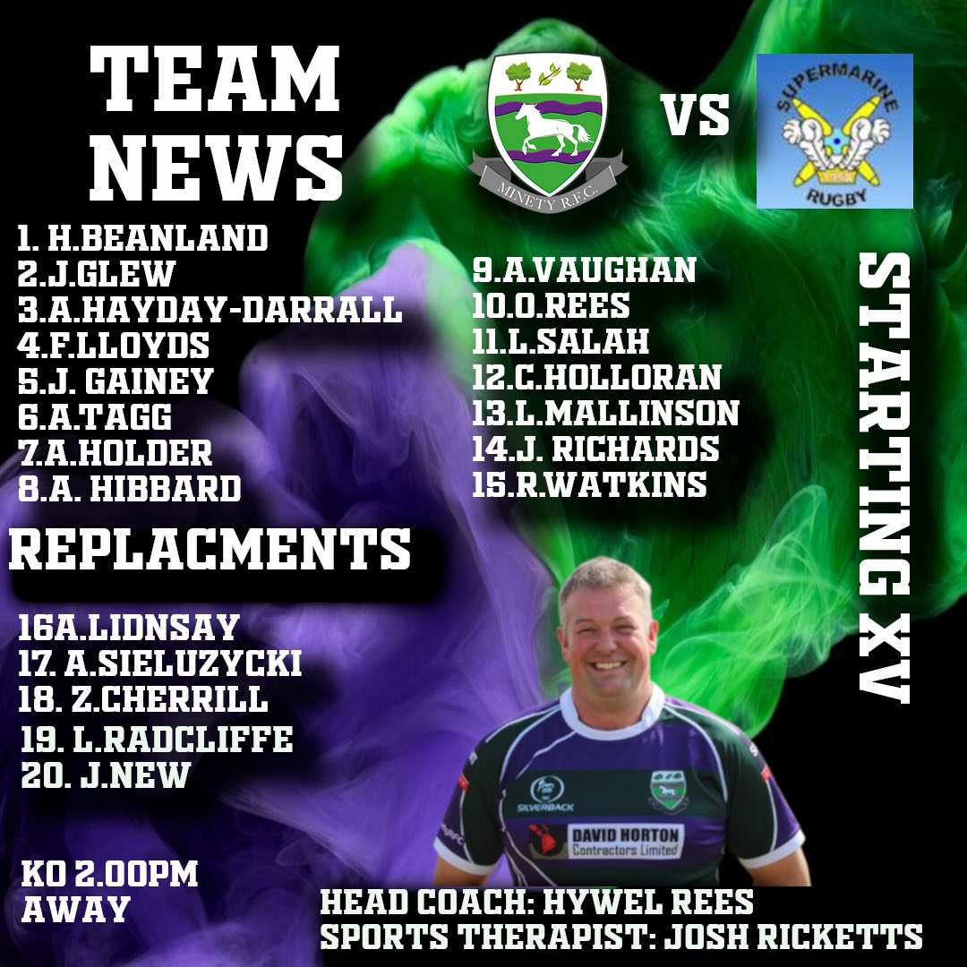 Back from the Christmas break and straight back into business 💜💚
The mince pies are gone, the turkey’s been worked off (mostly), and Minety RFC are back in action TODAY as we take on Supermarine.
Fresh legs, loud voices, and a pitch ready for a proper splash of purple and green. Game on.