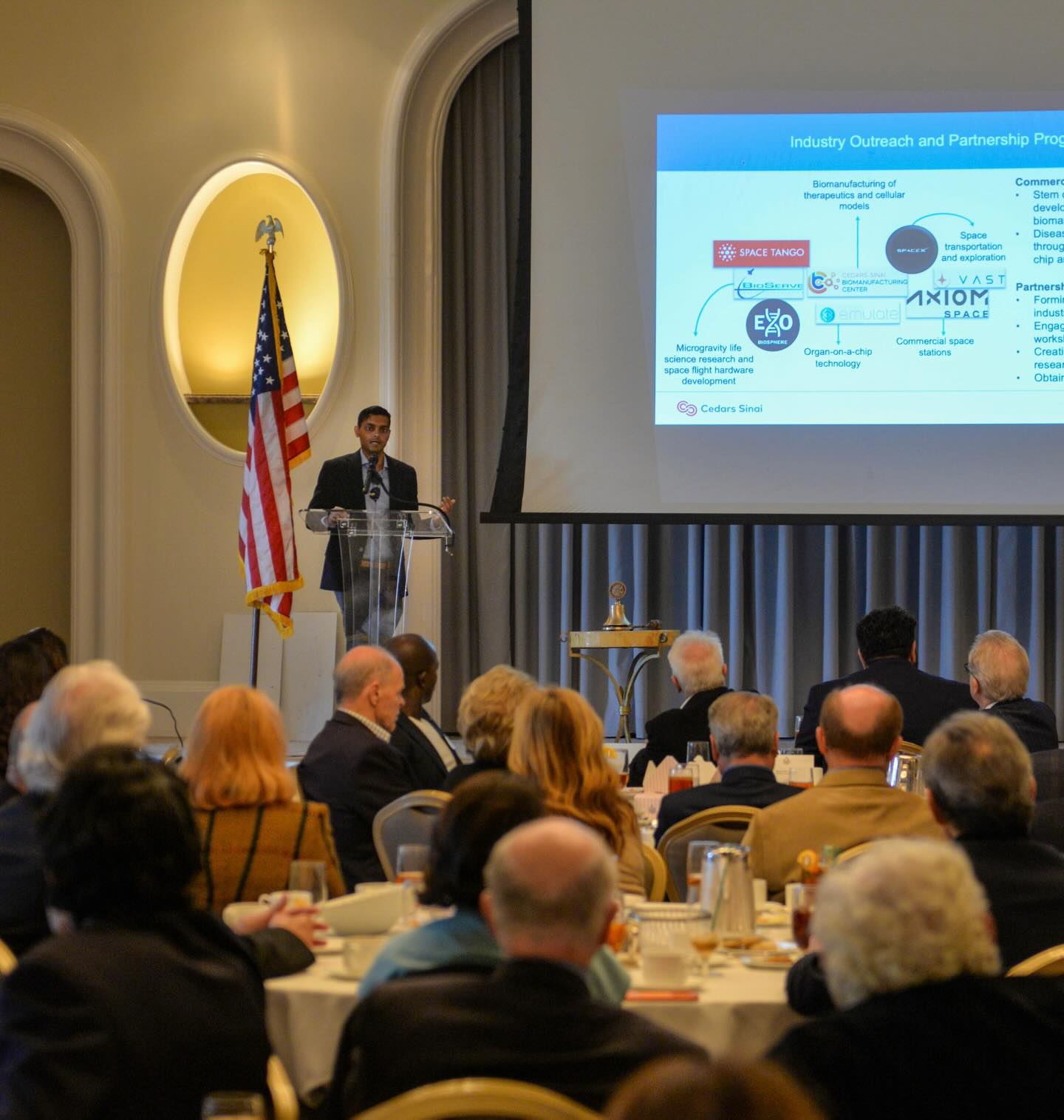 Rotary MondaysโจAt our first meeting of 2026 we had the honor of hearing from Dr. Arun Sharma, PhD, a stem cell biologist focusing on cardiovascular biology and space biosciences. He is an associate professor at Cedars-Sinai and is affiliated with the Board of Governors Regenerative Medicine Institute, the Smidt Heart Institute, the Cancer Institute, and the Department of Biomedical Sciences. He is the director of the Center for Space Medicine Research, and the director of the CIRM Shared Resources Laboratory at Cedars-Sinai.
Rotarian, Tara Riceberg, delivered the inspirational moment, reflecting on the recent fire that claimed her business and her two neighborsโ on Christmas Day.
We also awarded grants to two very deserving causes; Verbum Dei Jesuit High School and CASA of Los Angeles.
๐ท George Nicholas