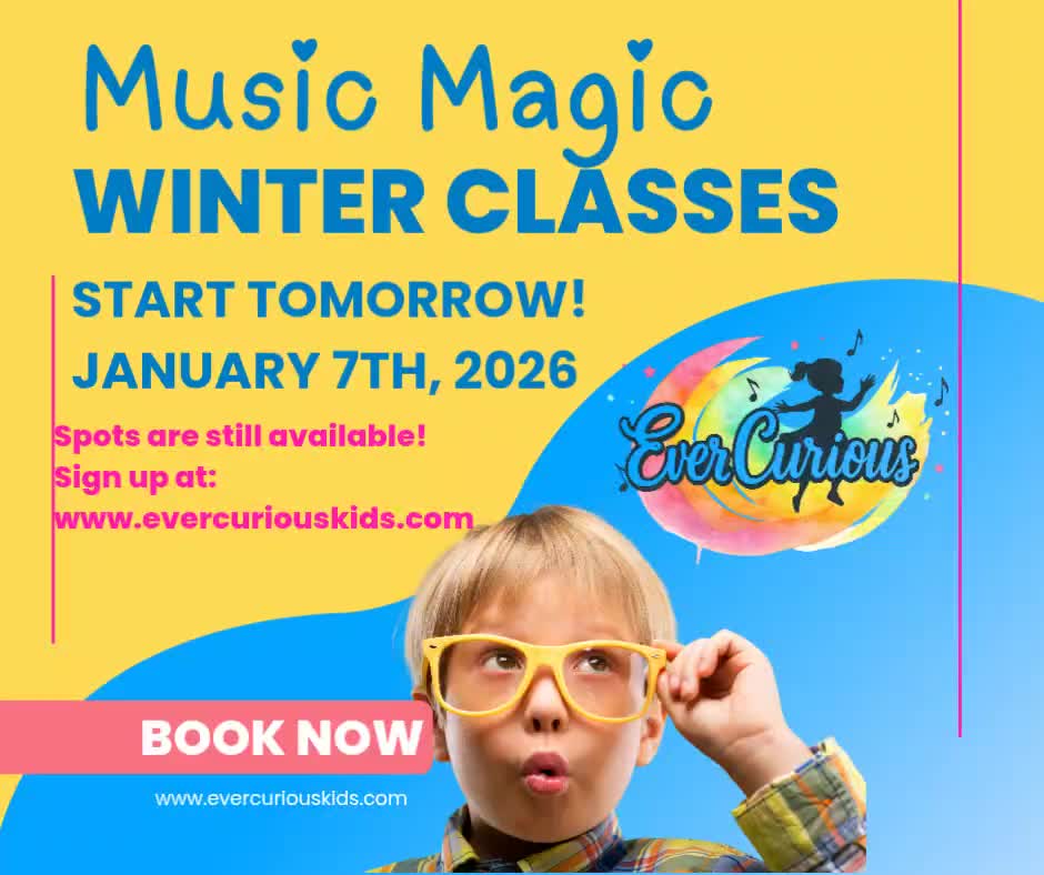 Looking for something to do with your young kids in Okaloosa County, FL? Try out Music Magic classes. Our winter session for Music Magic classes begin tomorrow! Give your child the gift of music right from the start. Ages 4 months -5 years old. Book your classes today and watch your child's creativity, problem solving, rhythm, and confidence soar. Book online at: www.evercuriouskids.com
#okaloosacounty #thingstodoinokaloosa #MusicMagicClasses #familymusictime #okaloosacountyfl #toddlerclass #musicmagicmoments #okalossacountymusic #MusicMagic #musicmagic #MusicMagic