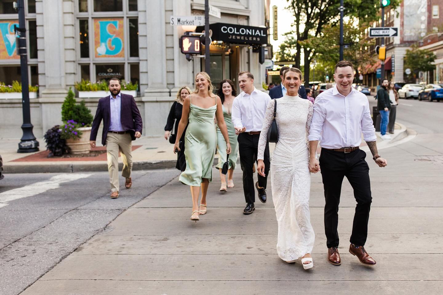 Married at the courthouse.
Drinks with friends at @shuckinshack_frederickmd.
Walking to the party at @brewersalley.
Downtown Frederick weddings just hit different.