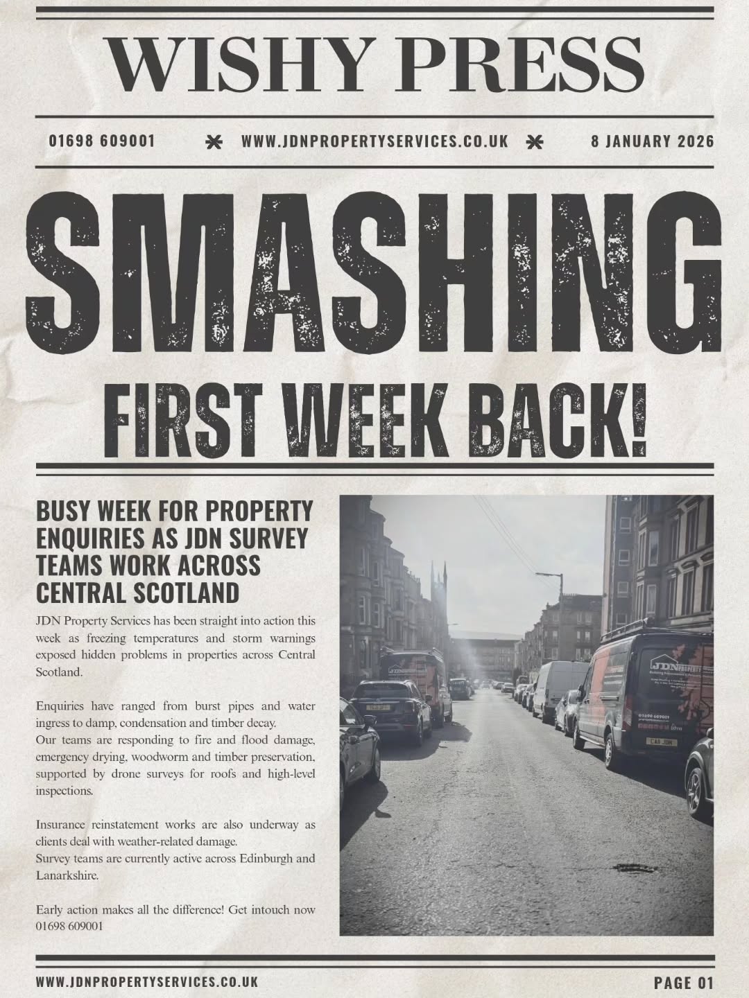 JDN in the papers today. Don’t worry, no court dates or police tape involved. Just honest graft making the news!
#DampProofing #DryingServices #DryRot #Surveyors #InsuranceReinstatement