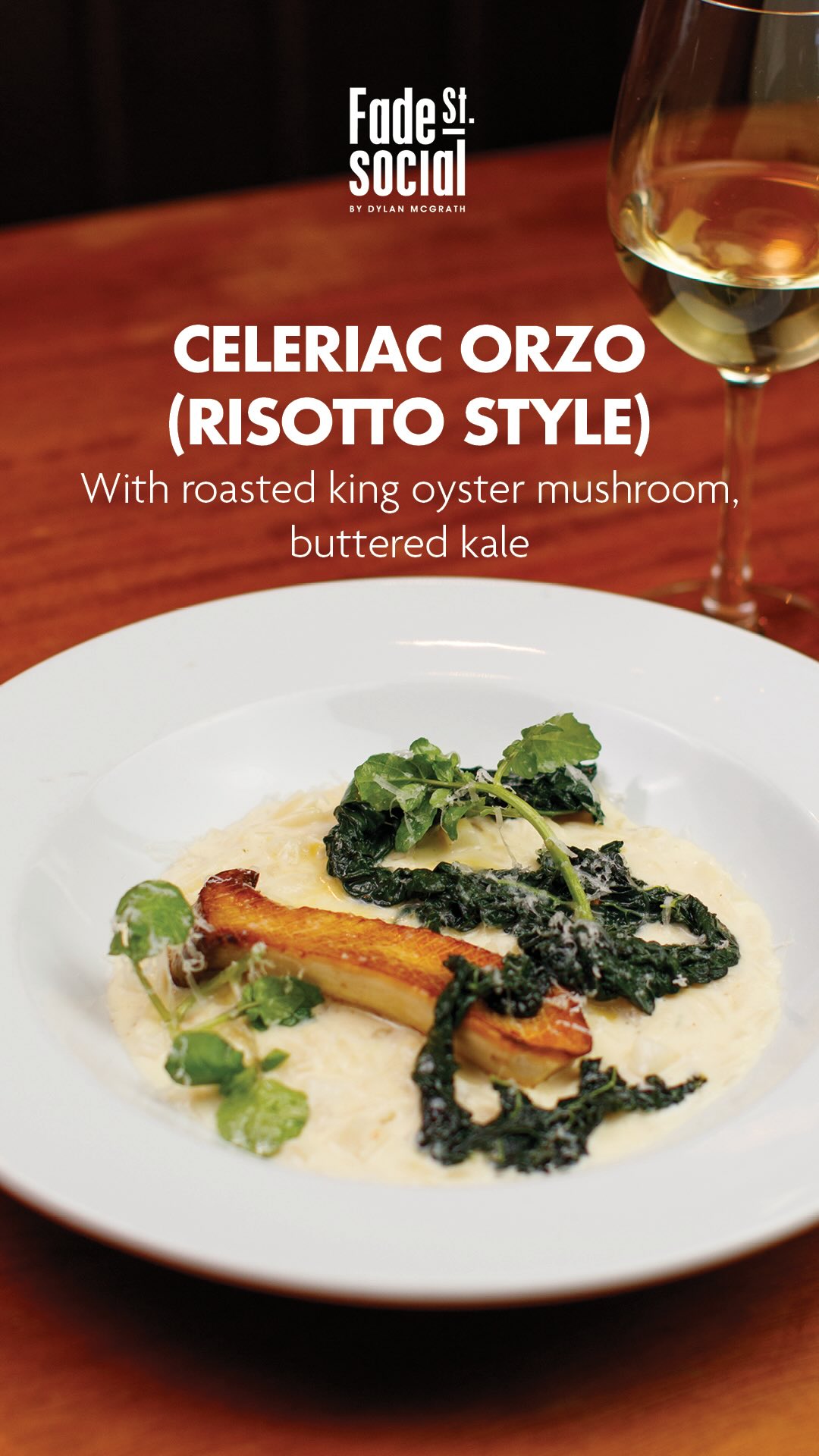 A little hug on a winter’s evening ❄️
Celeriac orzo, roasted king oyster mushroom, buttered kale.
This is a vegetarian option on our Early Evening Menu.
Now available until 6:15pm
2 courses €34 | 3 courses €39
#fadestreetsocial #restaurant #dublin #earlyeveningmenu