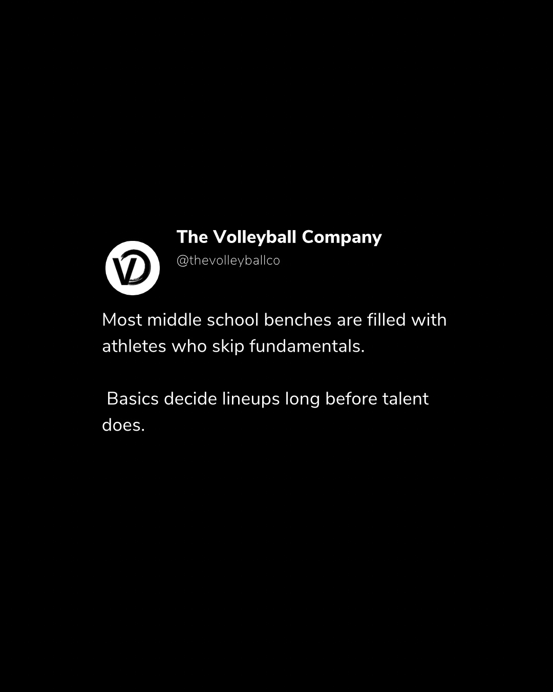 Most middle school benches are filled with athletes to skip the fundamentals, the extra practice, the simple training.
#volleyball #athletetraining #mindset #confidencequotes #confidencecoach #volleyballplayer #highlevel #mindsetmotivation
#athletequotes #sportsmotivation #sportsquotes #coachingquotes