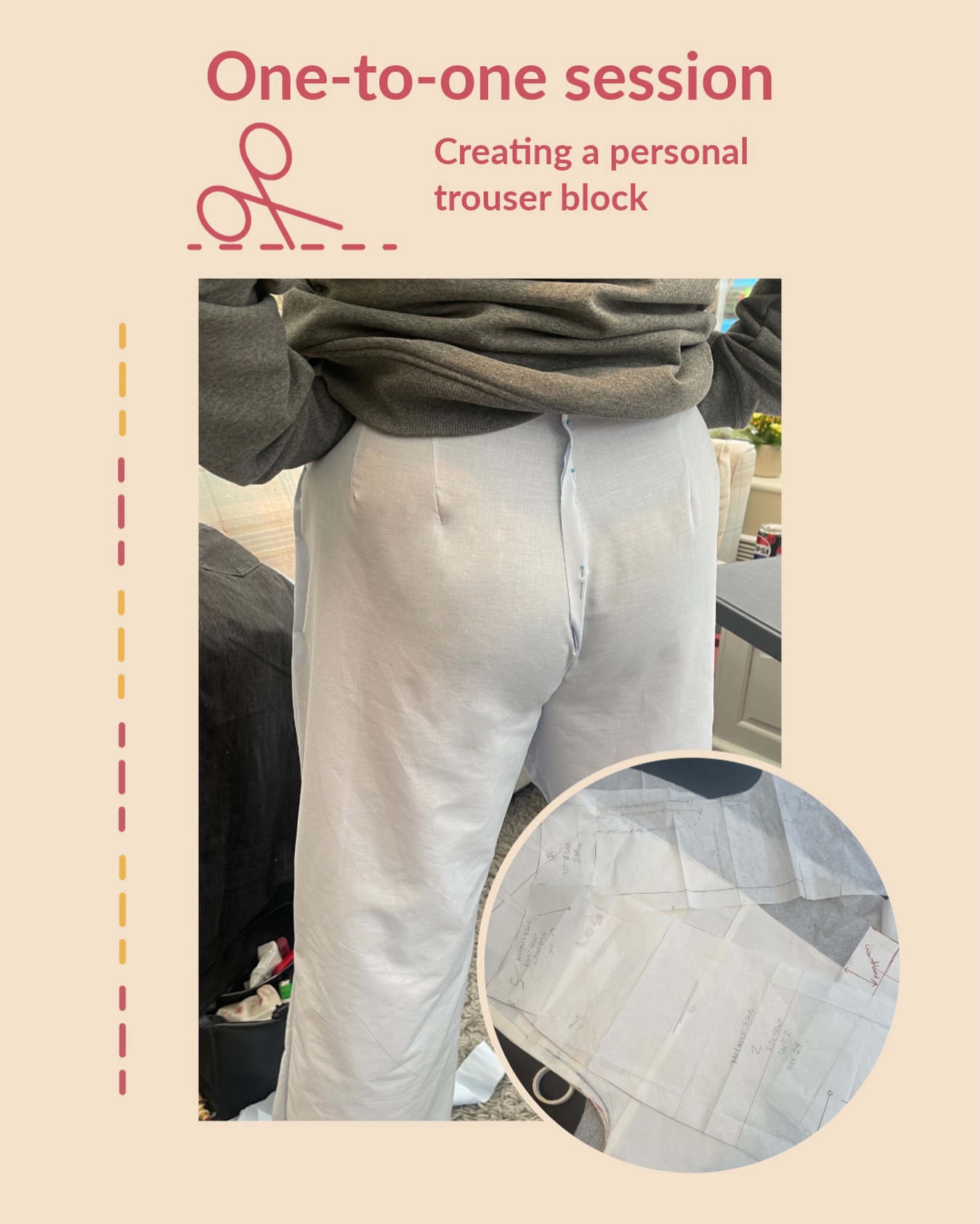 Wonderful day working with a lovely lady creating her trouser block.
Did you know the main fit issues usually boil down to crotch shape and the pitch of the trousers.
What’s your fit issues?