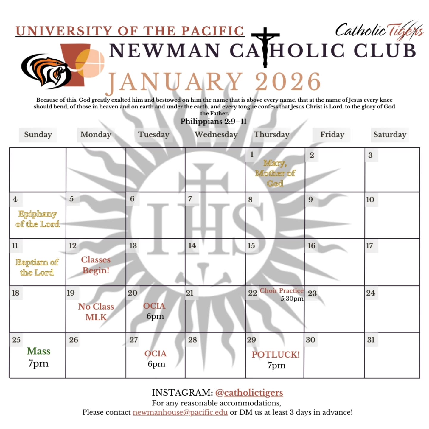 This year, 2026 is the Year of Grace ✨️ Here is our potential schedule for the Month of January (subject to change).