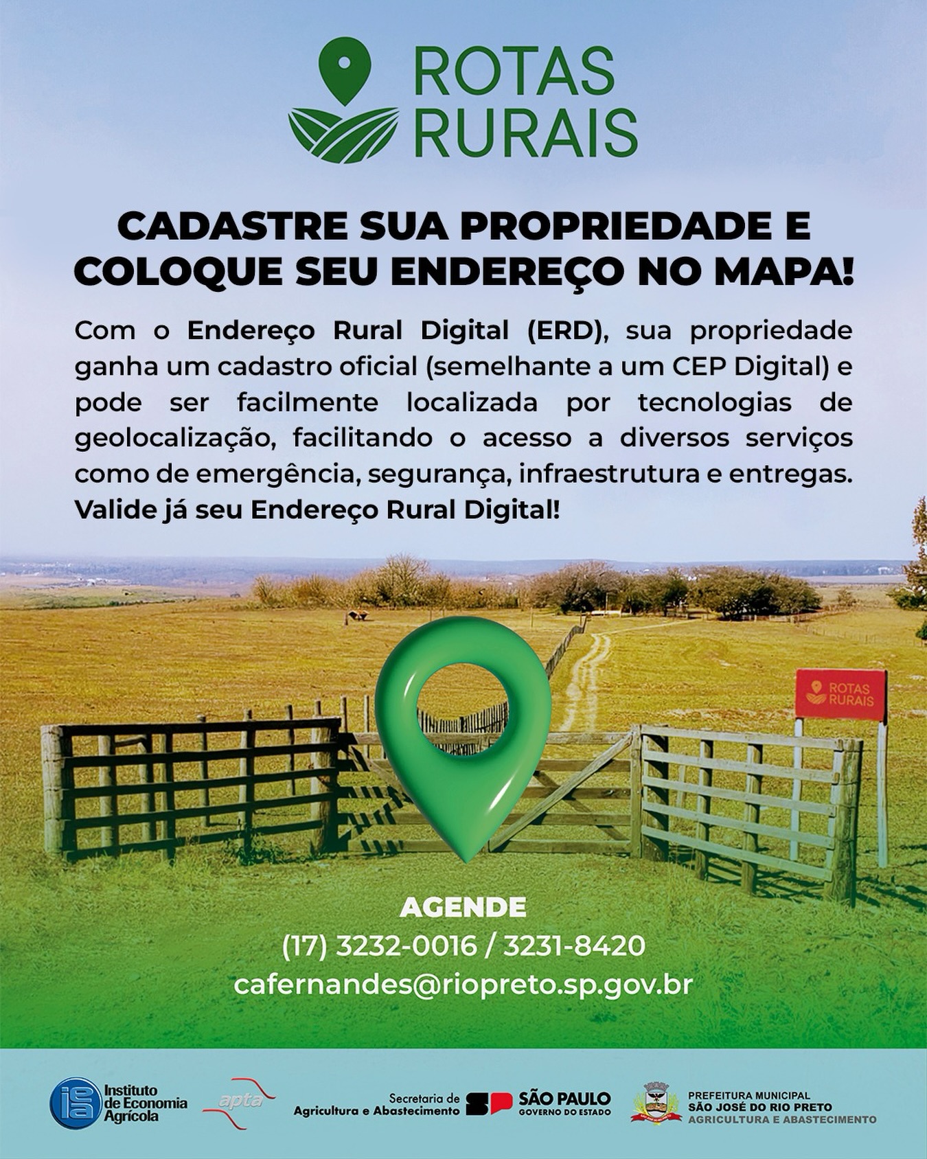 📍 Sua propriedade também pode estar no mapa! 🌾
Com o Endereço Rural Digital (ERD), o campo fica mais conectado, facilitando o acesso a serviços essenciais e trazendo mais segurança e praticidade para o dia a dia rural.
📞 Telefone: (17) 3232-5115⠀
💻 Site: www.sindicatoruralsjrp.com.br
#SindicatoRuralSJRioPreto #EndereçoRuralDigital #TecnologiaNoCampo #PropriedadeRural #SãoJoséDoRioPreto