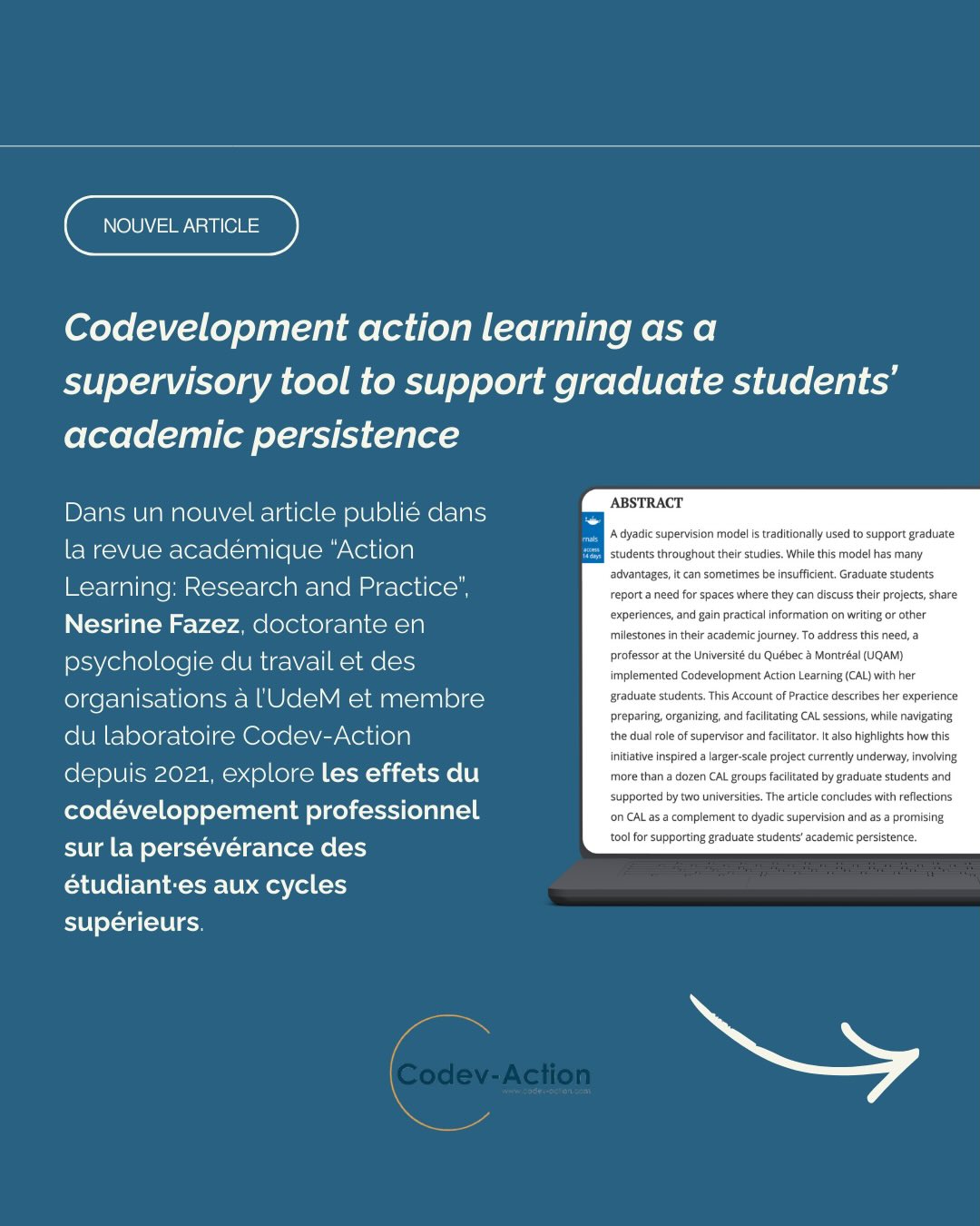 Bon début d’année !🎉
Alors que nous amorçons 2026, nous vous proposons de revenir sur une année 2025 riche et stimulante pour Codev-Action à travers la vulgarisation d’un article publié par notre étudiante Nesrine Fazez.
Nous vous invitons à découvrir l’article complet dans la revue Action Learning: Research and Practice.📄