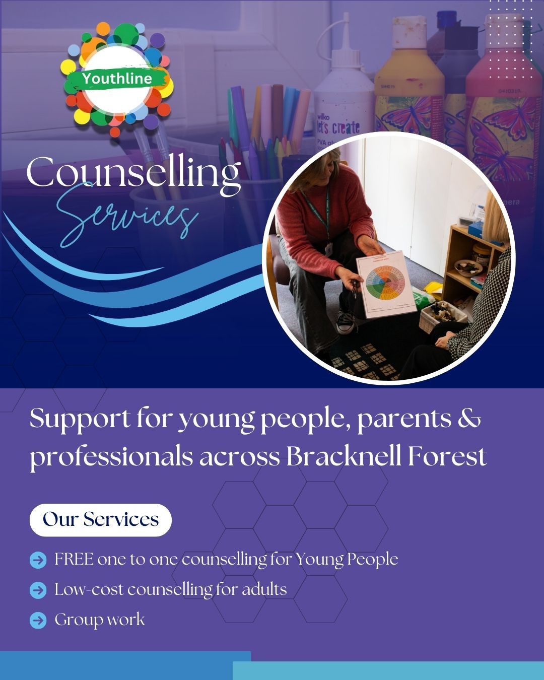 💬 You don’t have to face mental health challenges alone.
Youthline supports young people, as well as the parents, carers and professionals who care about them, across Bracknell Forest.
We offer a safe, confidential space to talk about things like anxiety, stress, low mood, friendships, family pressures and everyday challenges that can feel overwhelming.
Whether you’re:
A young person looking for someone to listen
A parent or carer worried about a child
A professional seeking support or signposting for a young person
👉 Youthline is here to help.
📍 Local. 💙 Supportive. 🤝 Compassionate.
Find out more about our services and how to access support.
www.youthlineuk.com