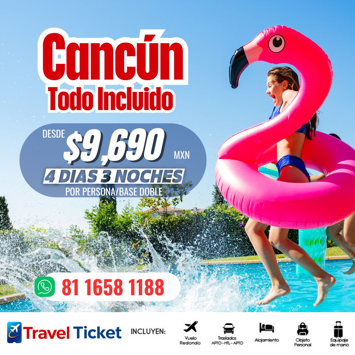 ๐ด CANCรN TODO INCLUIDO ๐ด
Sol, playa y diversiรณn sin preocupaciones ๐๏ธ๐น
Disfruta unos dรญas increรญbles en el Caribe mexicano con un plan todo incluido perfecto para relajarte y pasarla increรญble.
๐๏ธ 4 dรญas / 3 noches
๐ฐ Desde $9,690 MXN
๐ซ Por persona / base doble
Incluye:
โ๏ธ Vuelo redondo
๐ Traslados aeropuertoโhotelโaeropuerto
๐จ Alojamiento Todo Incluido
๐งณ Equipaje personal y de mano
**Consulta Fechas Disponibles en https://www.travelticket.mx/promociones
๐ฒ Escrรญbenos y asegura tu lugar:
๐ 81 1658 1188
#Cancรบn #TodoIncluido #CaribeMexicano #Vacaciones #ViajaPorMรฉxico #TravelTicket #Playa #EscapadaPerfecta