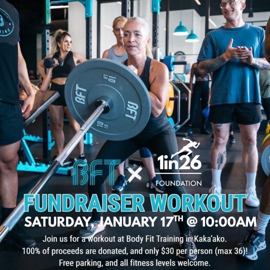 ✨ Kicking off 2026 strong & together in purple for a powerful cause💜
We’re so excited to welcome our community to our very first Lift for a Cause, partnering with @bft_honolulu for an all-levels group fitness class. Let’s move, break a sweat, and start the year strong 💪
This will be a PURPLE OUT in dedication to epilepsy awareness, with 100% of proceeds going to 1in26 Athlete Foundation, followed by a Seizure First Aid education course to empower and educate our community.
Come support an important cause, get moving, and start the year with purpose.
We can’t wait to see you there — sign up through the link in our bio! 💜🏋🏻♀️