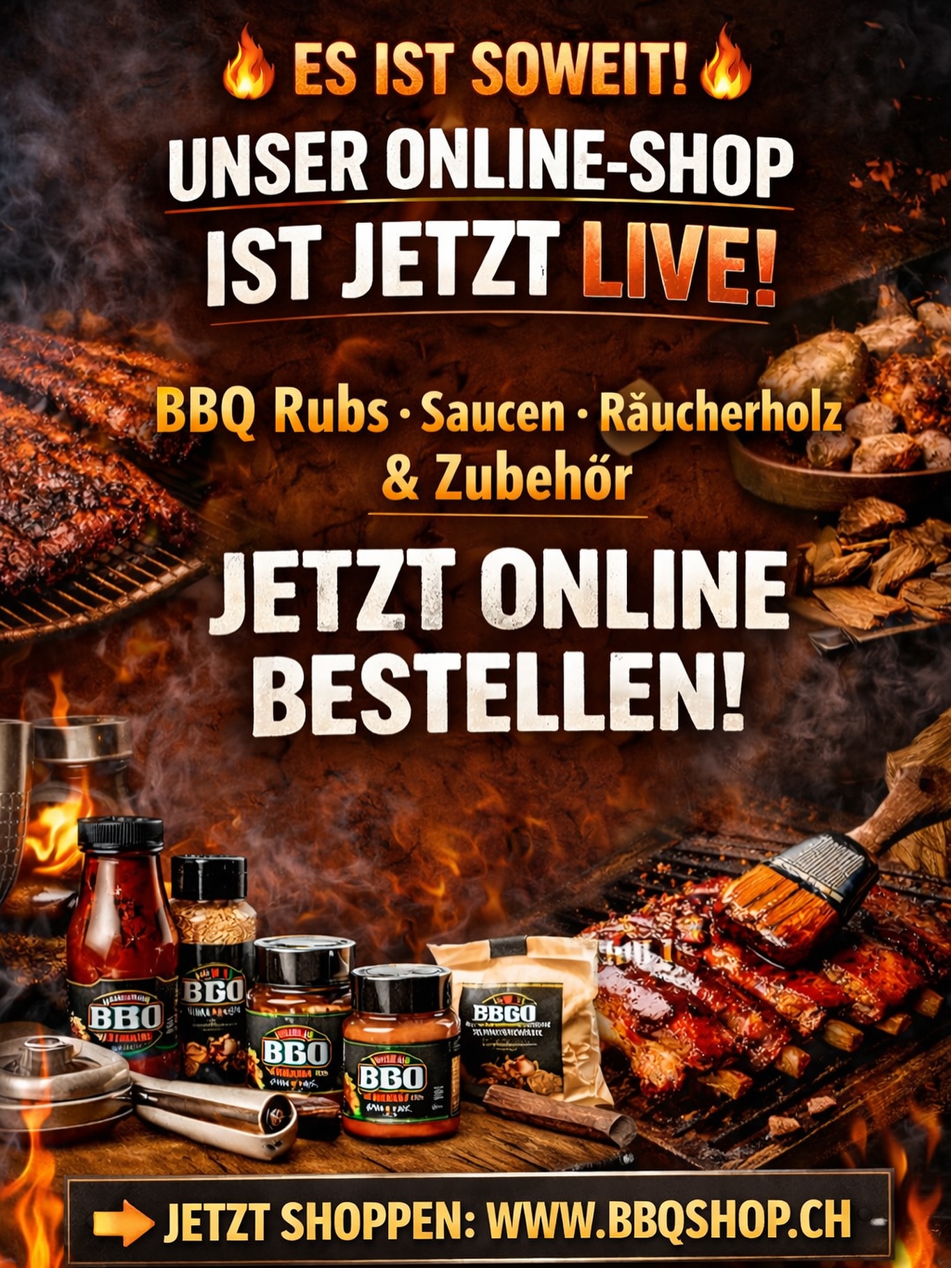 🔥 ES IST SOWEIT! 🔥
Unser Online-Shop ist jetzt live 🥩
BBQ Rubs • Saucen • Räucherholz • Zubehör
Alles für echtes BBQ – direkt zu dir nach Hause 🤘
👉 Jetzt bestellen: bbqshop.ch
👉 Support your local BBQ Dealer
#bbqshopch #bbqschweiz #grillen #bbqlife #supportsmallbusiness