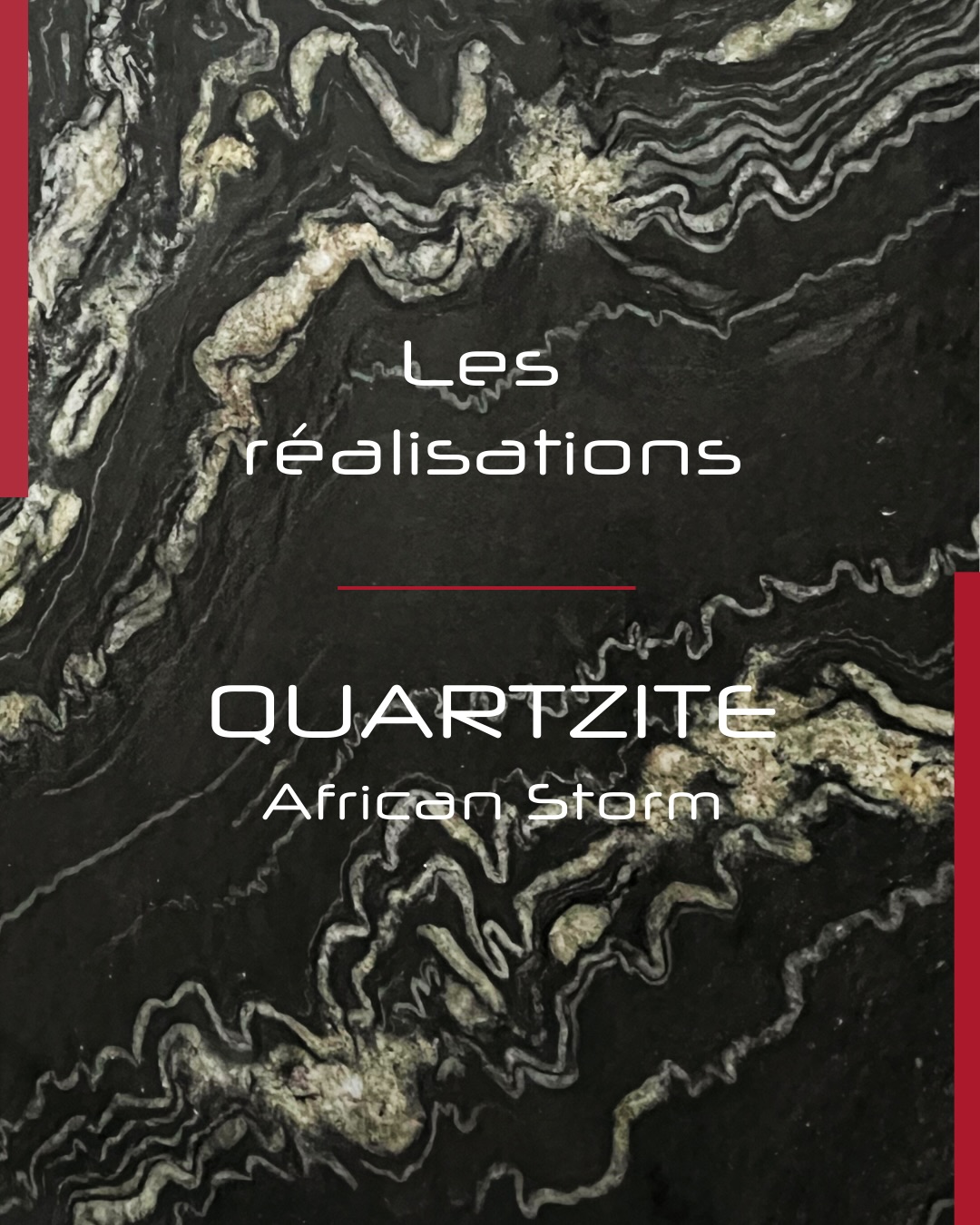 ✨ Quartzite African Storm
Cette quartzite naturelle se caractérise par un décor fortement mouvementé, évoquant un orage minéral figé dans la pierre.
Ses veinages tourmentés, aux lignes obliques et ondulées, mêlent gris anthracite, nuances acier et voiles plus clairs, créant une profondeur visuelle intense.
Une lecture graphique unique, idéale pour les projets où la pierre devient un élément architectural à part entière.
Grâce à sa structure cristalline dense, l’African Storm offre d’excellentes performances techniques, tout en conservant un rendu brut et puissant.
✨ Une matière expressive, façonnée avec précision pour révéler toute sa force.