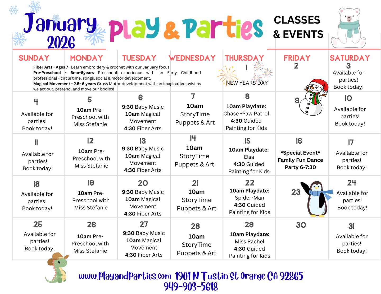 Happy January everyone! Take a look at our amazing classes this month. We can’t wait to see you soon!