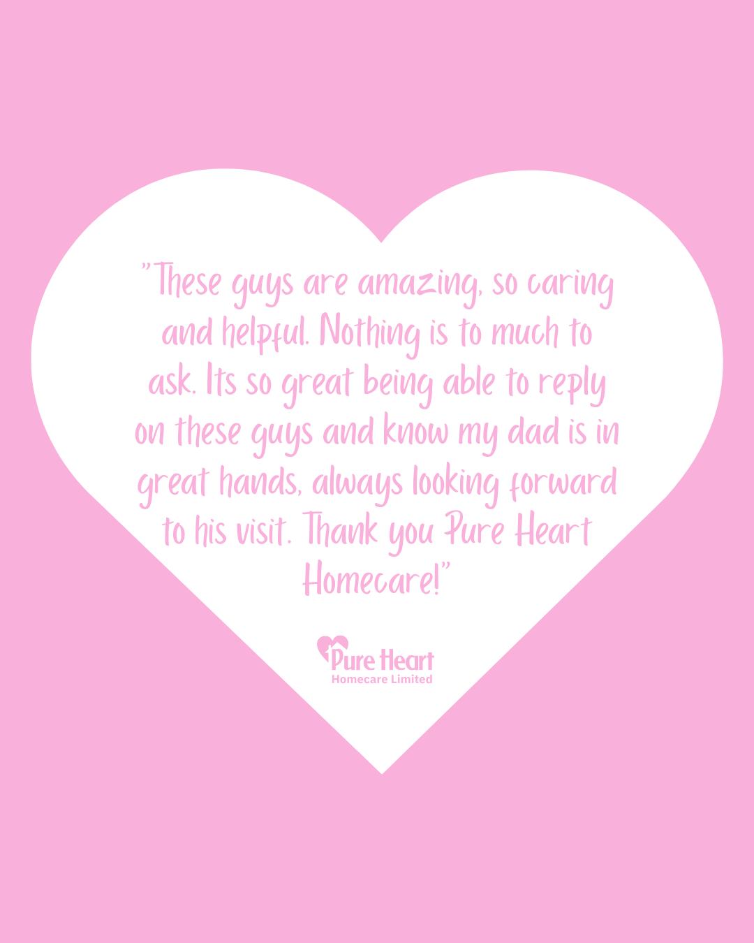 “These guys are amazing, so caring and helpful. Nothing is to much to ask. Its so great being able to rely on these guys and know my dad is in great hands, always looking forward to his visit. Thank you Pure Heart Homecare!”
Thank you for this amazing feedback! We appreciate every single review we get 💗
purehearthomecare.co.uk
#PureHeartHomeCare #Review #Feedback