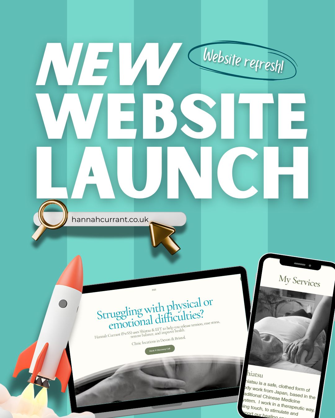 NEW WEBSITE LAUNCH! 🚀
Hannah Currant is an EFT and Shiatsu Practitioner wanting to upgrade her website to have a cleaner, calmer and more aesthetic look - making it easier for clients to find the information that they need and get a feel for Hannah before their session!
Are you looking to release tension, ease stress and restore balance? Check out hannahcurrant.co.uk today! ✨
SWIPE for the before and after 😍
#BuildABrand #NewWebsite