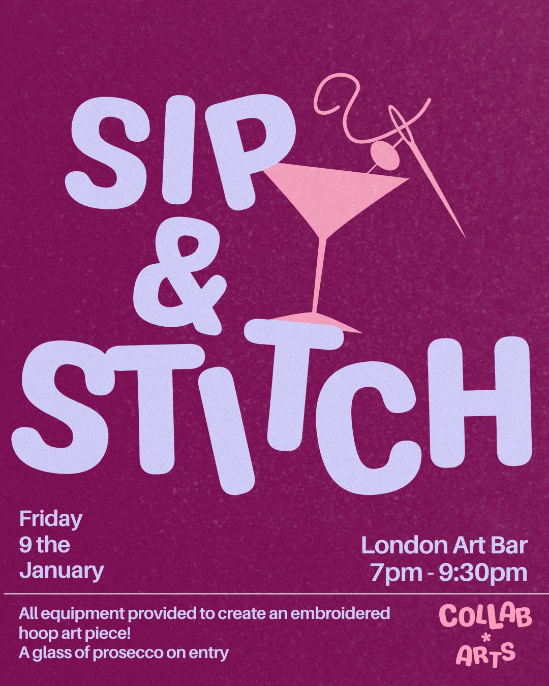 Tonight we are going to be sipping & stitching 🍸🪡 and avoiding the grey January weather! 🌧️
It