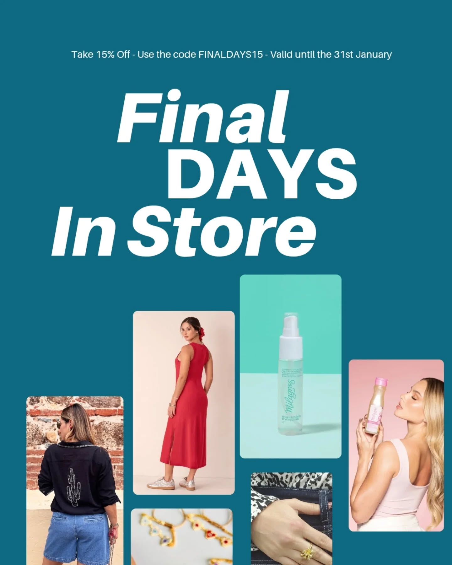 FINAL DAYS IN STORE 🧡
Our physical store is closing and 31st January is our last day in store — so we’re making it a little sweeter 💫
Enjoy 15% OFF in store & online as a thank-you for all the love and support 🫶
🛍️ Colourful Colombian fashion
💍 Handmade jewellery
🌿 Colombian natural hair care your hair will love
💻 Shop online with code FINALDAYS15
⏳ Running until 31st January | While stock lasts
Come say hi, grab your favourites, and help us close this chapter together 💛
We’re not going anywhere — just moving fully online ✨