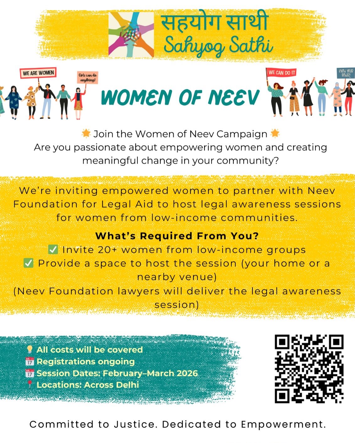 Calling all changemakers! 🌟
NEEV Foundation for Legal Aid is back with the second edition of Women of NEEV — and we’d love for you to be part of it! We are on a mission to empower women through legal awareness, and we’re seeking passionate individuals to join our cause!
Exciting opportunity alert:
NEEV is looking for women who can:
👉 Host 20 women from low-income communities in their area
👉 NEEV’s expert lawyers will conduct eye-opening legal awareness sessions
👉 Locations spread across different parts of Delhi
Be part of NEEV’s “Women of Neev” campaign, culminating in a powerful International Women’s Day event!
Why get involved?
✅ Catalyze change in your community
✅ Empower women with knowledge of their rights
✅ Create a ripple effect of awareness and support
✅ Make a lasting impact on lives
No need to worry about logistics! NEEV’s got it covered - all expenses, including refreshments and venue costs if needed.
Ready to join the movement? Reach out to NEEV Foundation directly. Let’s change lives together! 💪💼
#NEEVFoundation #WomenEmpowerment #LegalAwareness #CommunityService #BeTheChange