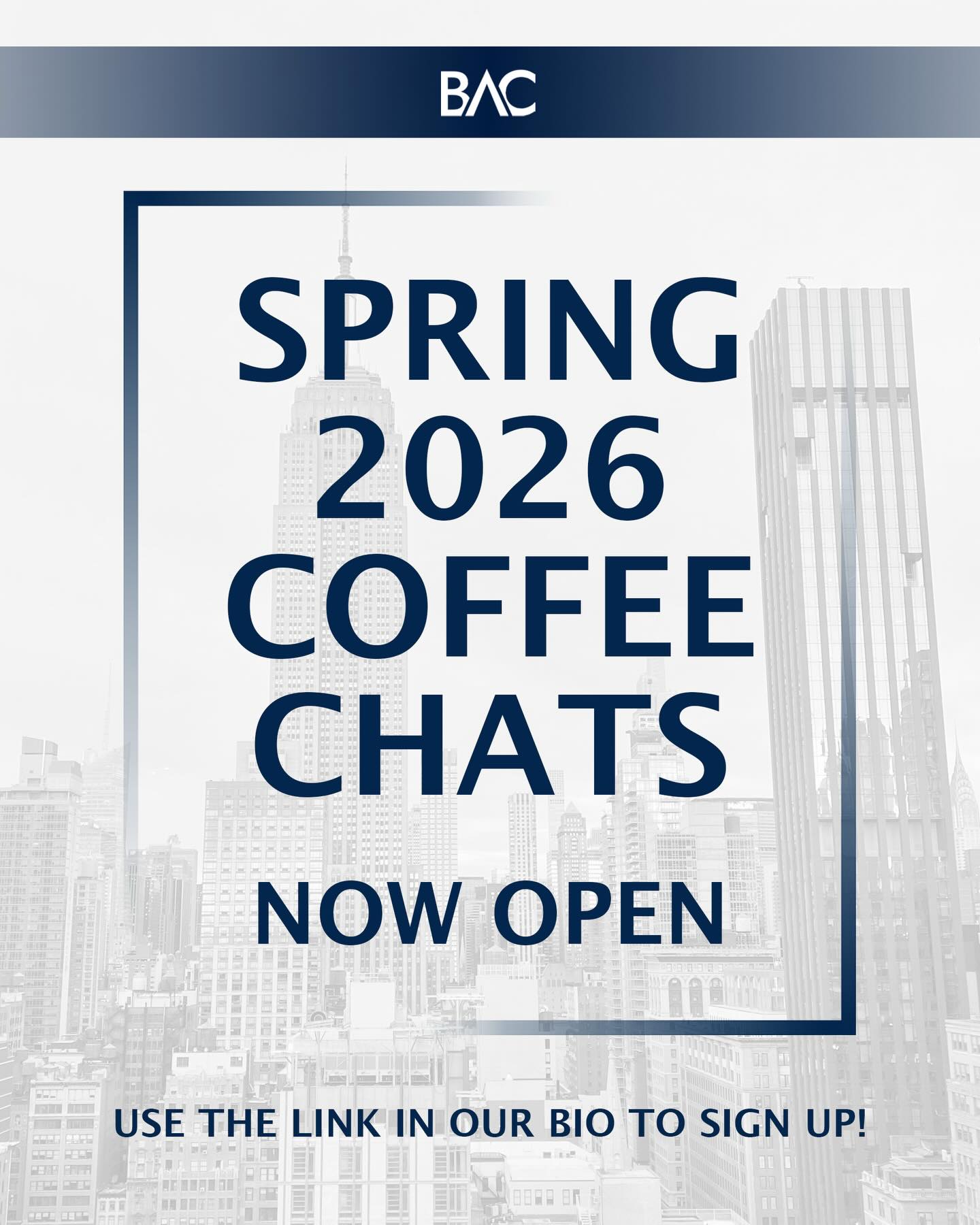 Spring 2026 Coffee Chats are now OPEN! Please use the link in our bio to sign up. Looking forward to meeting you all soon! 🎉