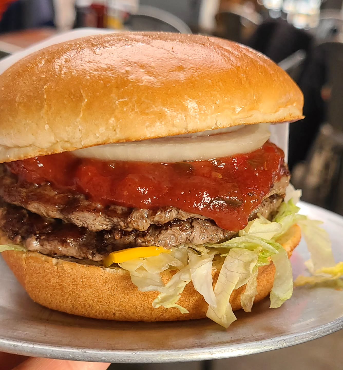 Double Wonderburger with Raw Onion. The Family Favorite!