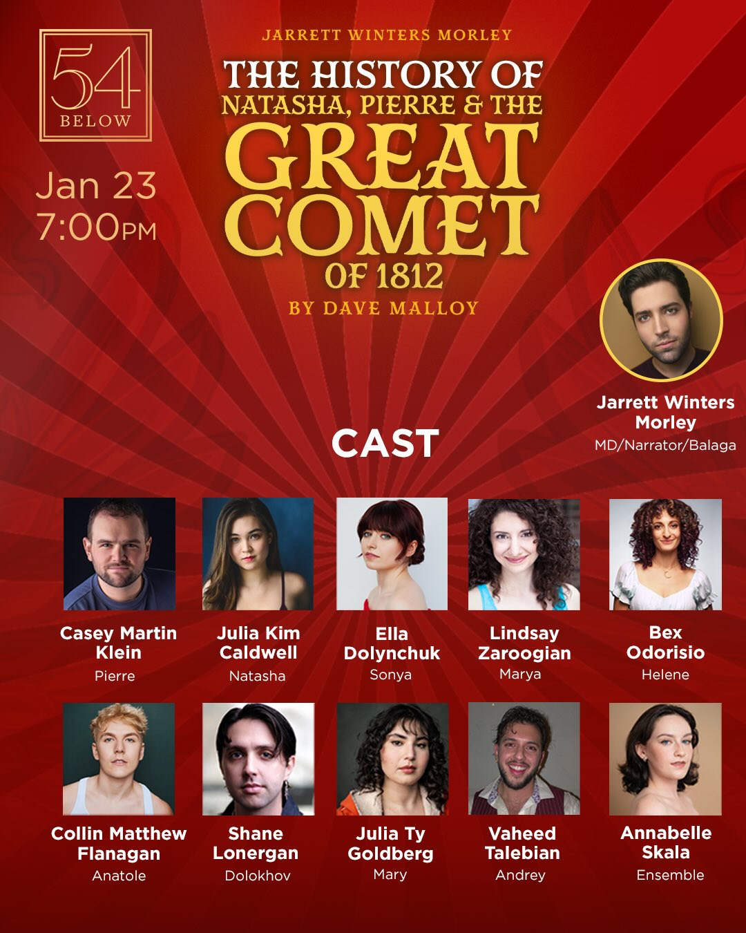 Up next -
Couldn’t make it to China to see our glorious Comet? Come to 54 Below instead!
I’ll be singing Hélène in @jwmtheatricalcompany’s THE HISTORY OF THE GREAT COMET in 2 weeks!
Friday January 23rd at 7:00pm
@54below
Hope to see you there ♥️