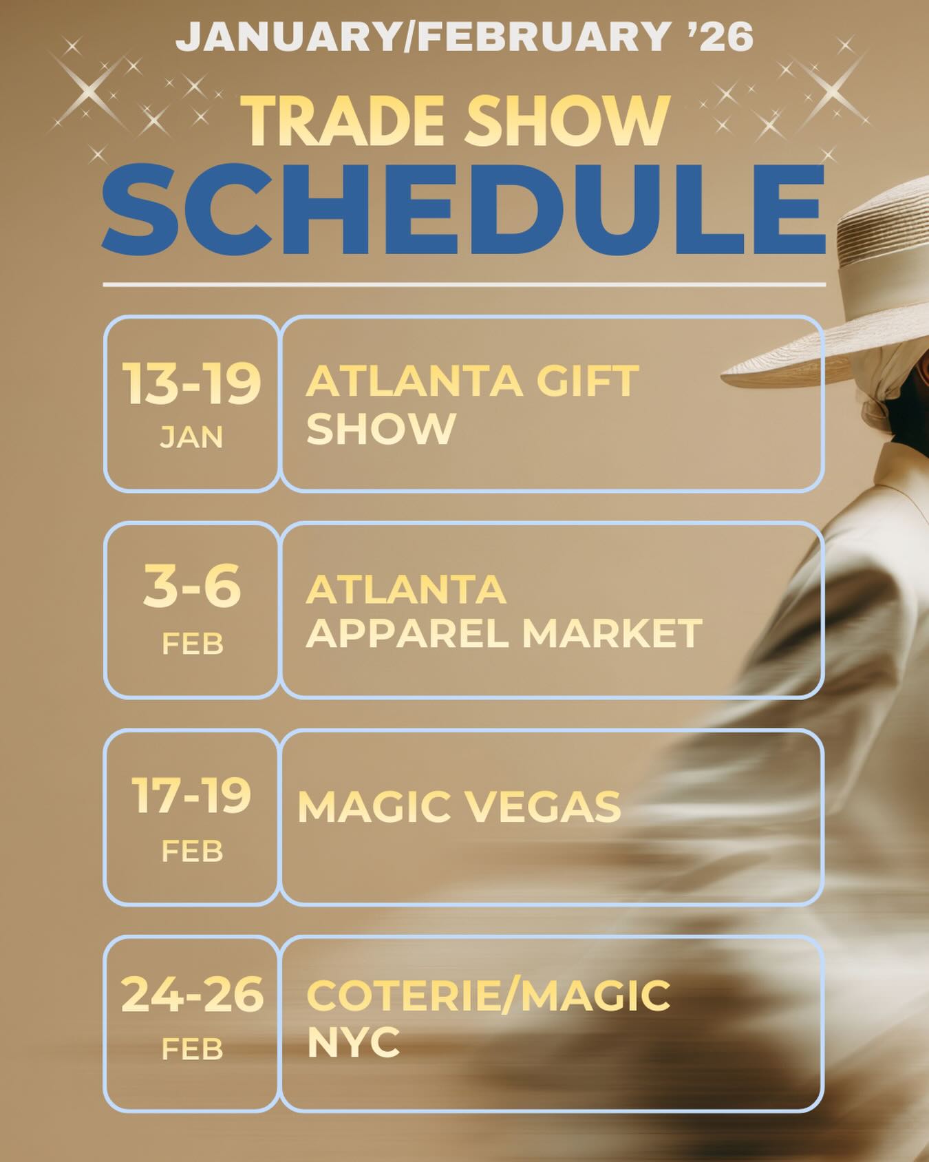 We’re starting 2026 strong with back to back trade shows for January and February! 🗓️✈️
Interested in scheduling an appointment? Email us today!✨
💌: showroom@mphyman.com